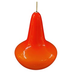 Used 1970's Retro Orange Glass Pendant Light