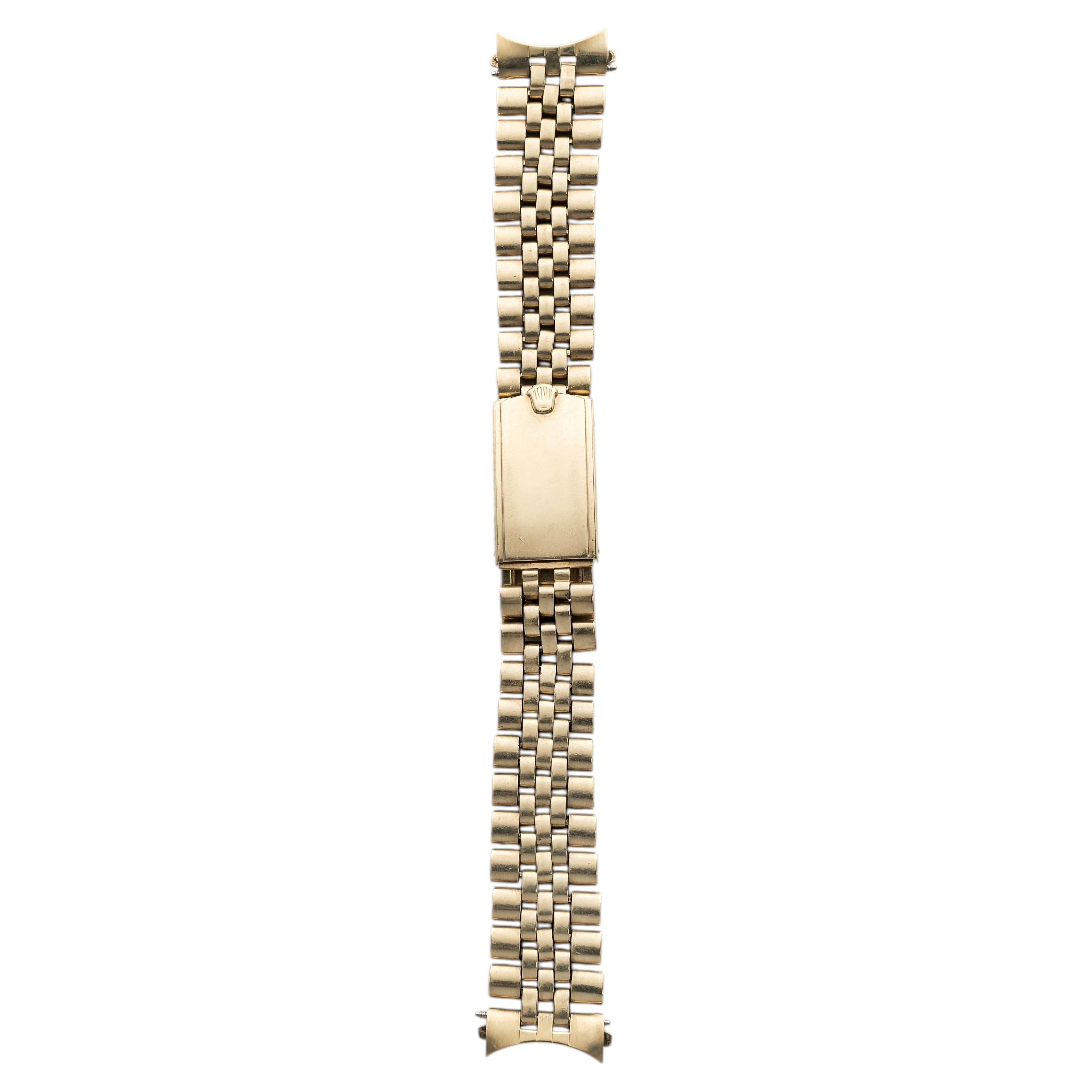 Vintage 1970s Rolex Jubilee 14K Yellow Gold Bracelet 19mm Lug For Sale