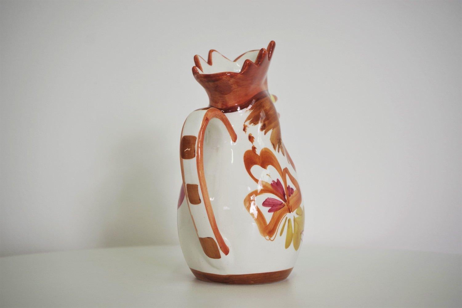 Vintage 1970s Rooster-Shaped Ceramic Jug from Bassano - Italian Artisan Craftsma For Sale 2