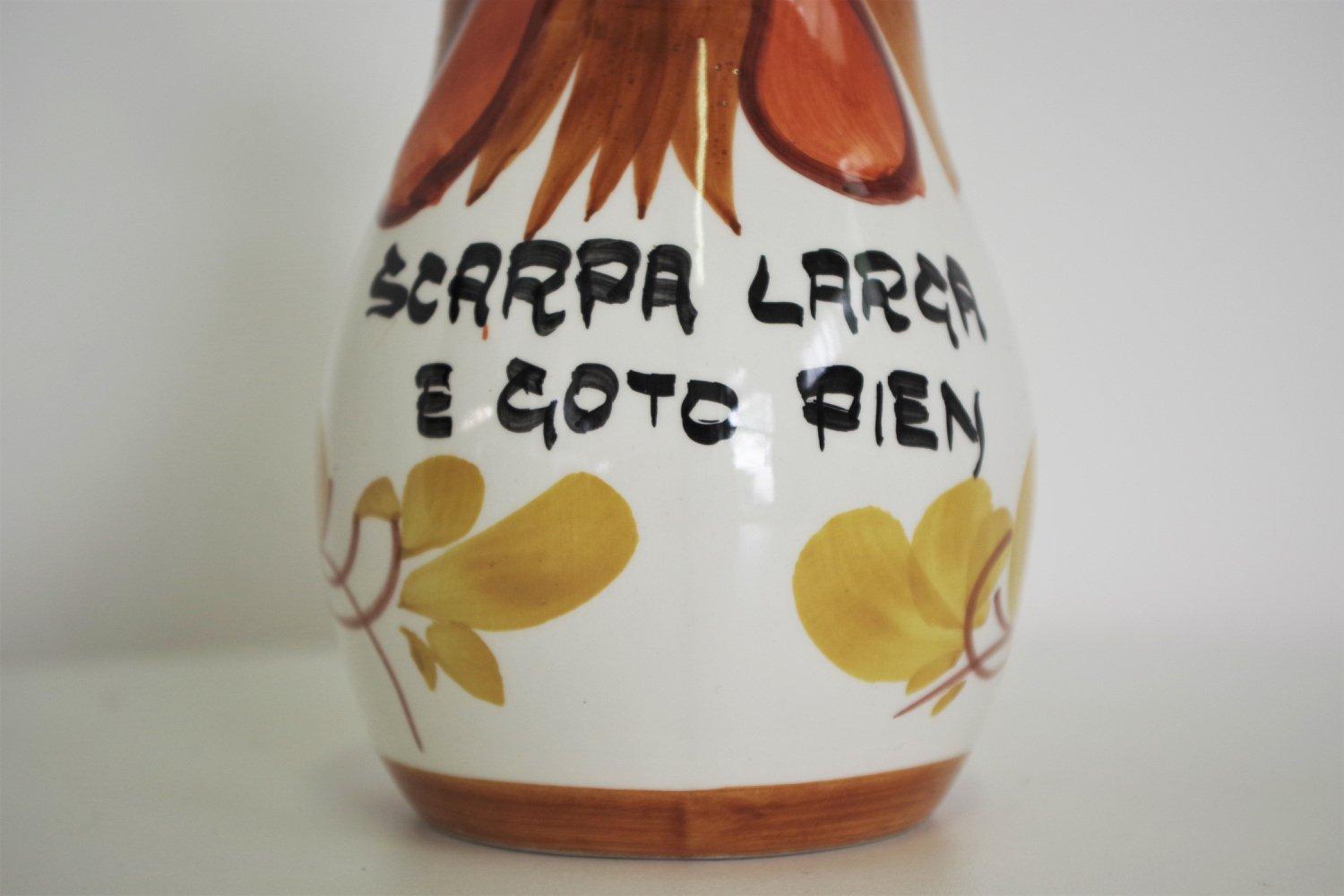 Vintage 1970s Rooster-Shaped Ceramic Jug from Bassano - Italian Artisan Craftsma For Sale 3