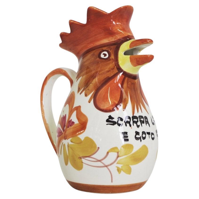 Jarra de cerámica con forma de gallo de Bassano - Artesano italiano de los años 70