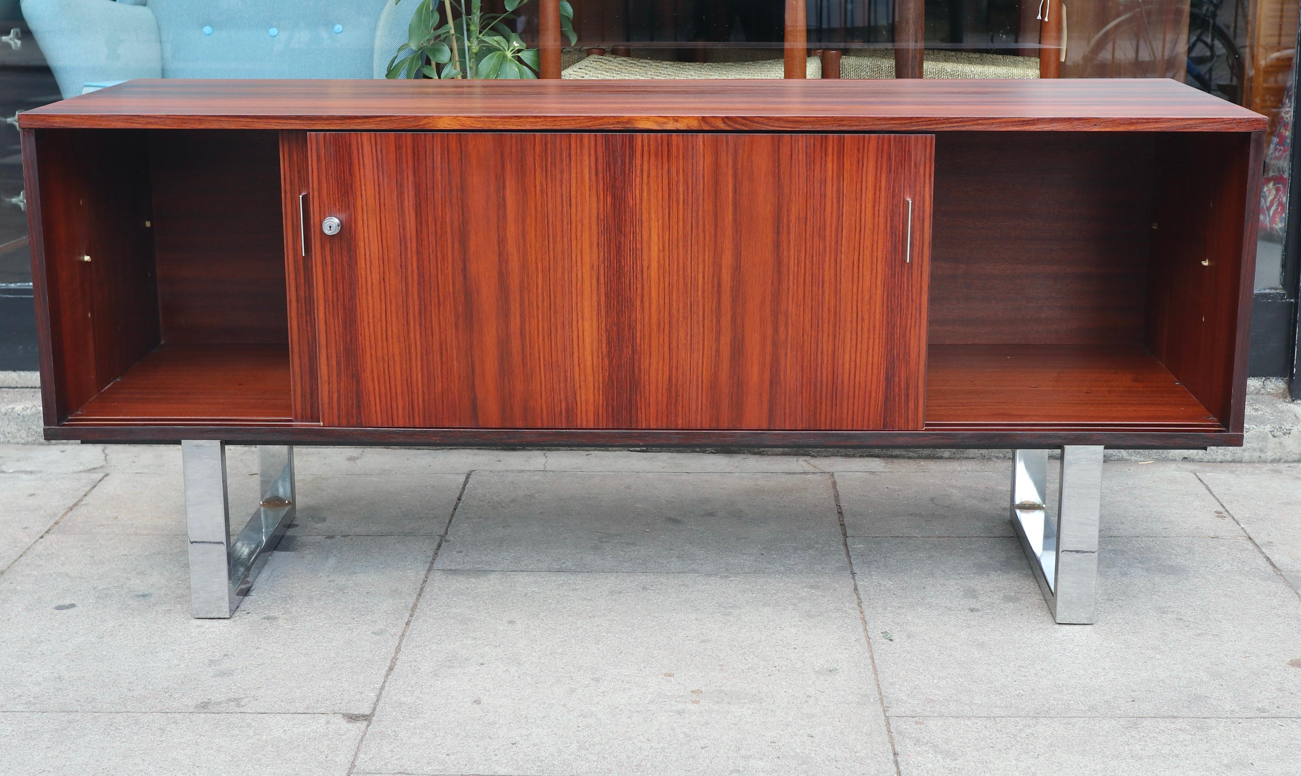 Vintage 1970s Rosewood and chrome sideboard/credenza  For Sale 5