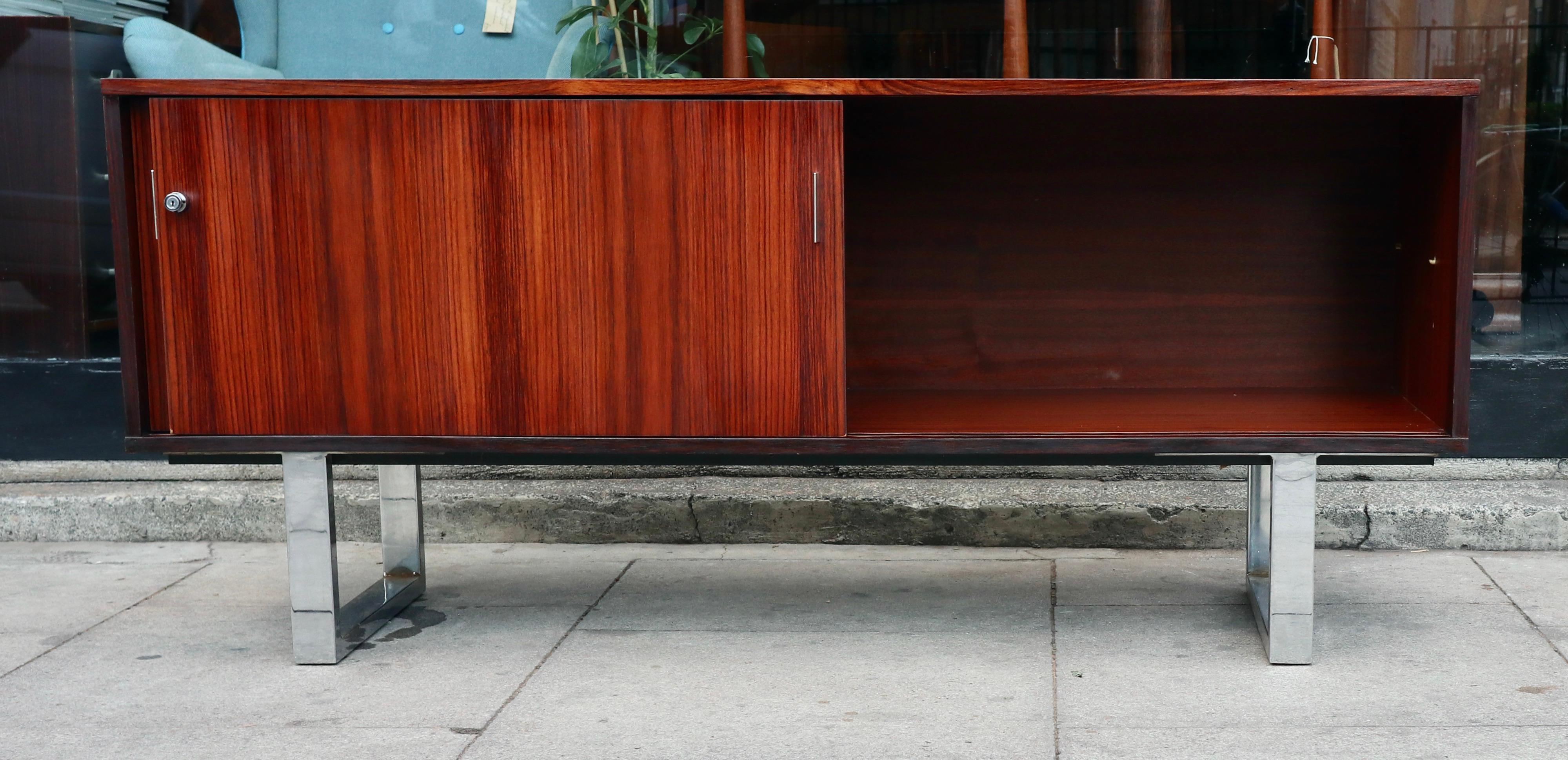 Vintage 1970s Rosewood and chrome sideboard/credenza  For Sale 8