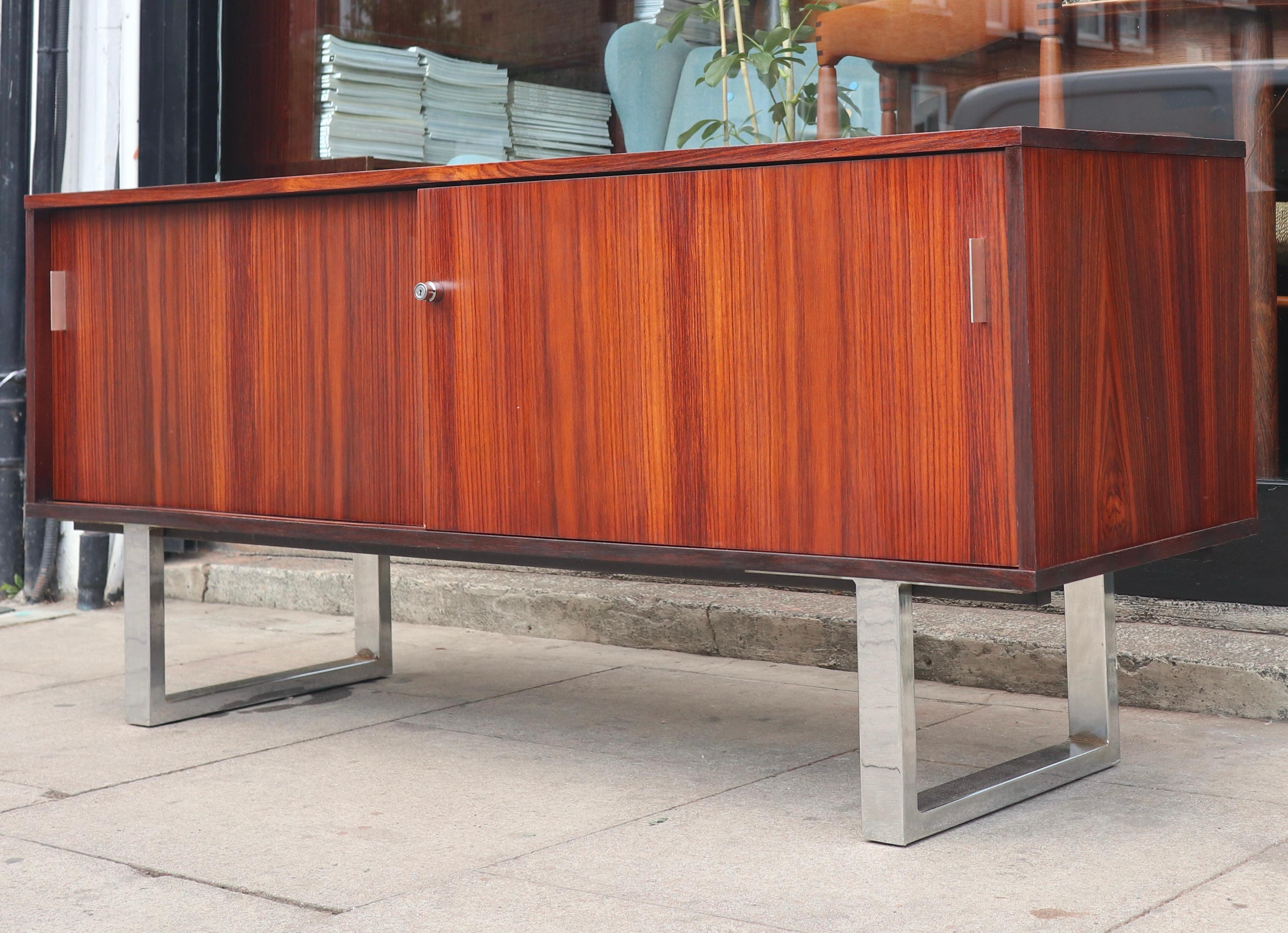 Vintage 1970s Rosewood and chrome sideboard/credenza  For Sale 9