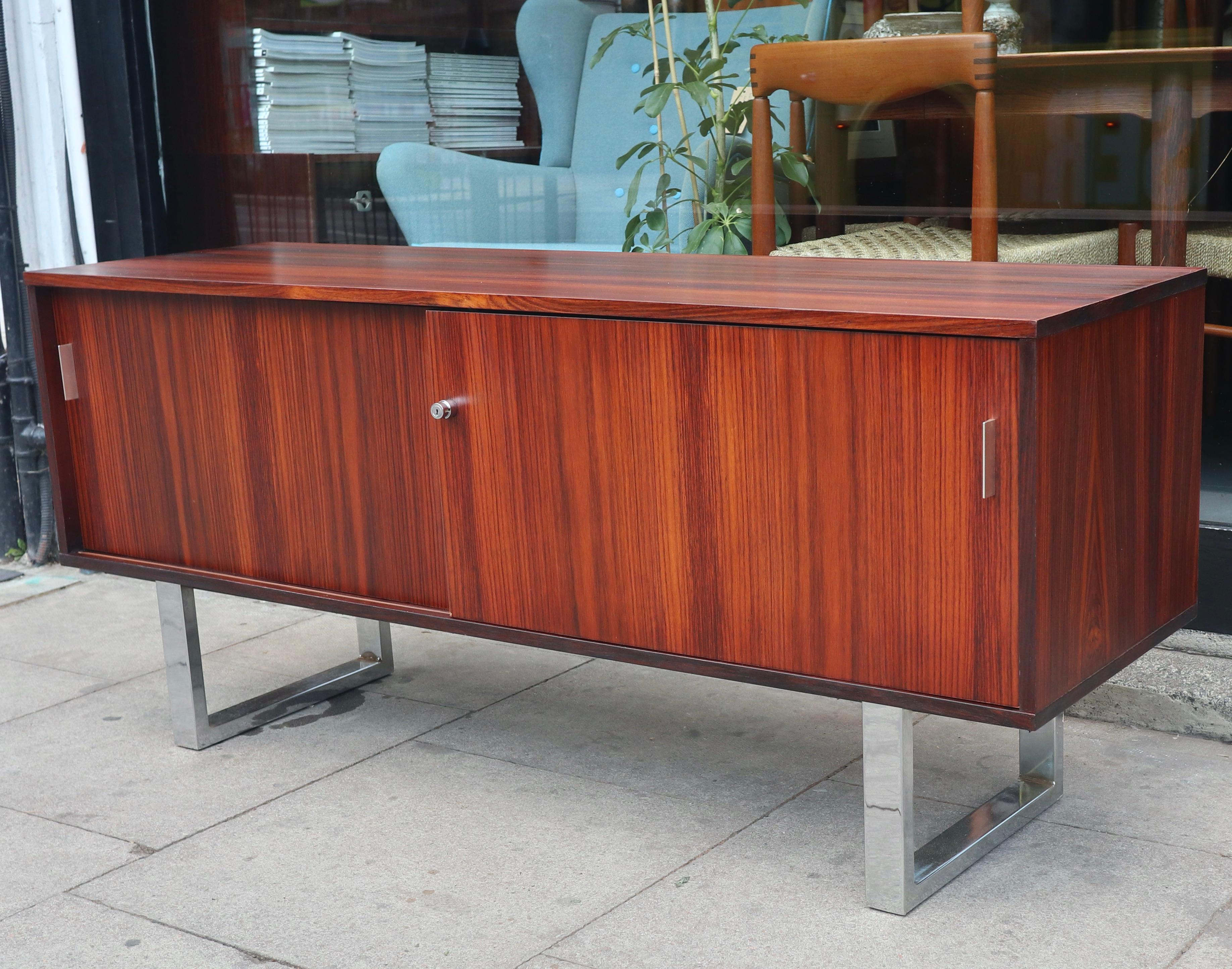 Mid-Century Modern Vintage 1970s Rosewood and chrome sideboard/credenza  For Sale