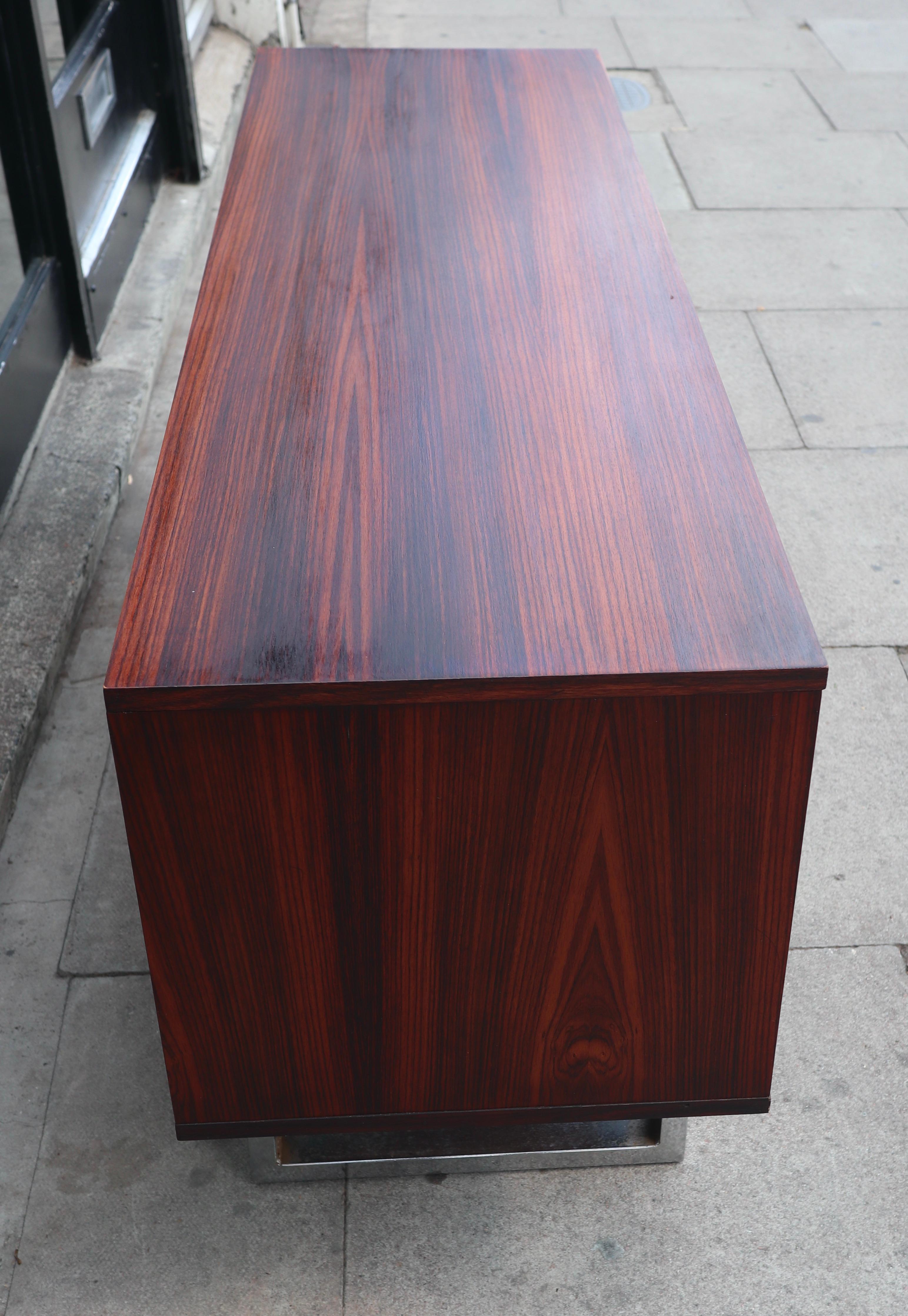 Vintage 1970s Rosewood and chrome sideboard/credenza  For Sale 1