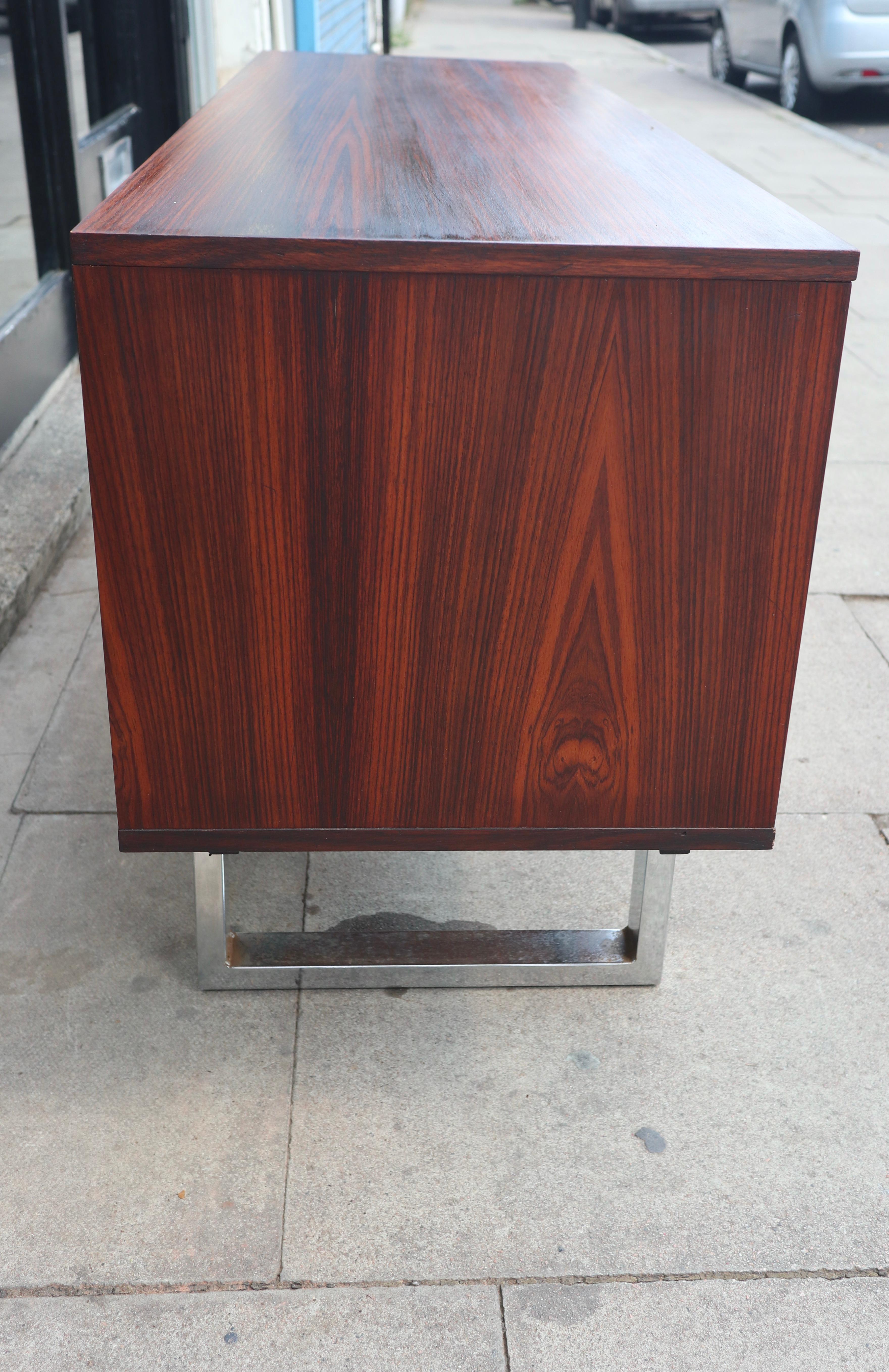 Vintage 1970s Rosewood and chrome sideboard/credenza  For Sale 2