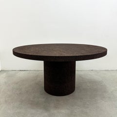 Vintage 1970s Round Dining Table in Chocolate Brown Cork