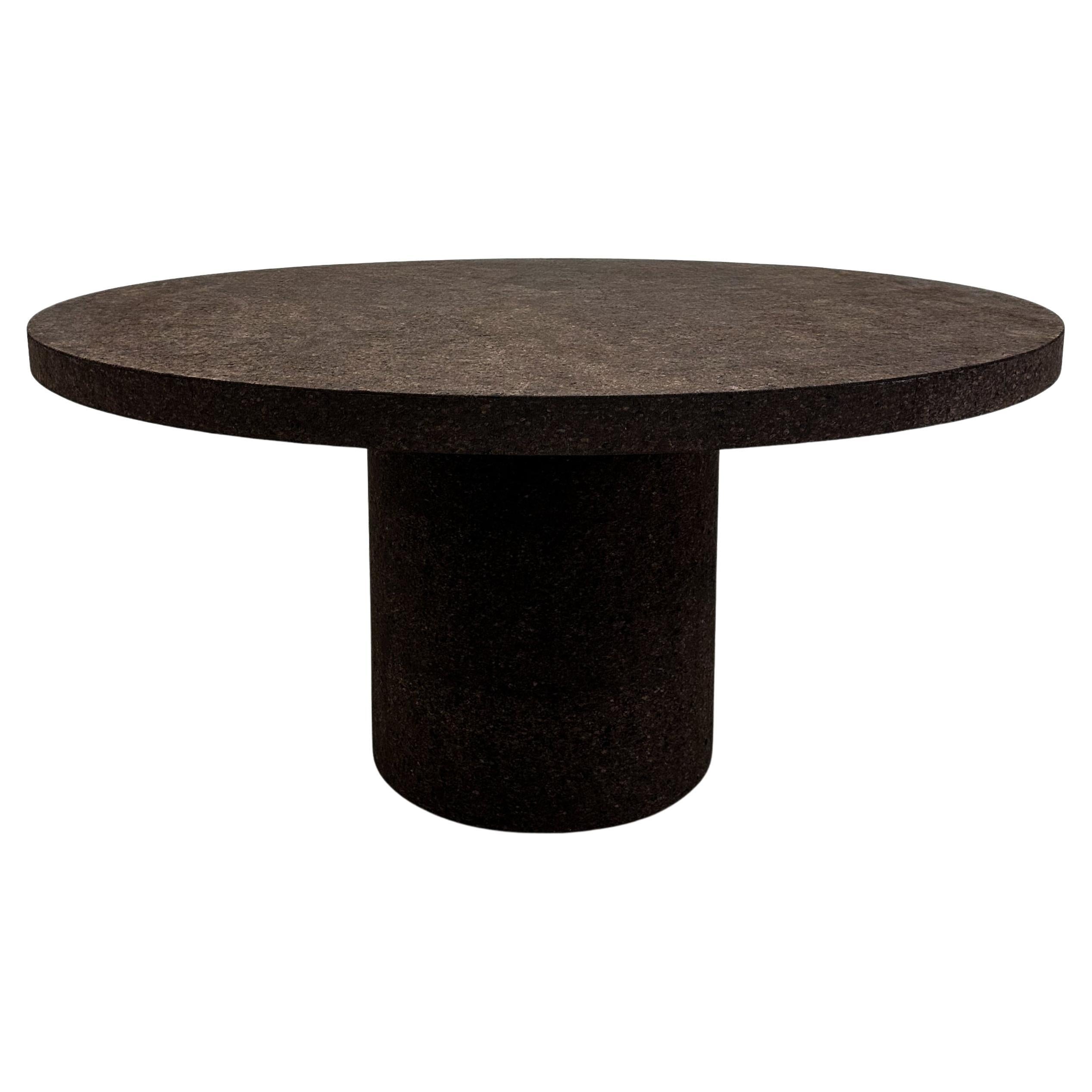 Vintage 1970s Round Dining Table in Chocolate Brown Cork