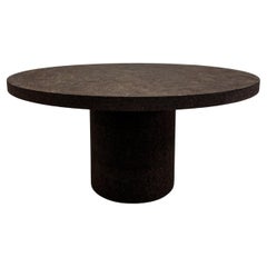 Retro 1970s Round Dining Table in Chocolate Brown Cork
