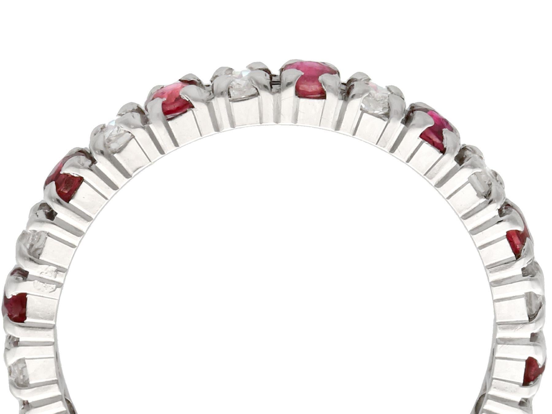 An impressive vintage 1970s 0.20 carat ruby and 0.16 carat diamond, 18 karat white gold full eternity ring; part of our diverse gemstone jewelry and estate jewelry collections.

This fine and impressive ruby and diamond eternity ring has been