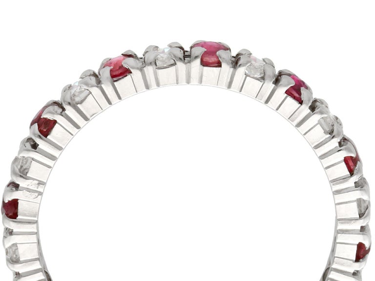 Vintage 1970s Ruby Diamond and White Gold Eternity Ring For Sale at 1stDibs