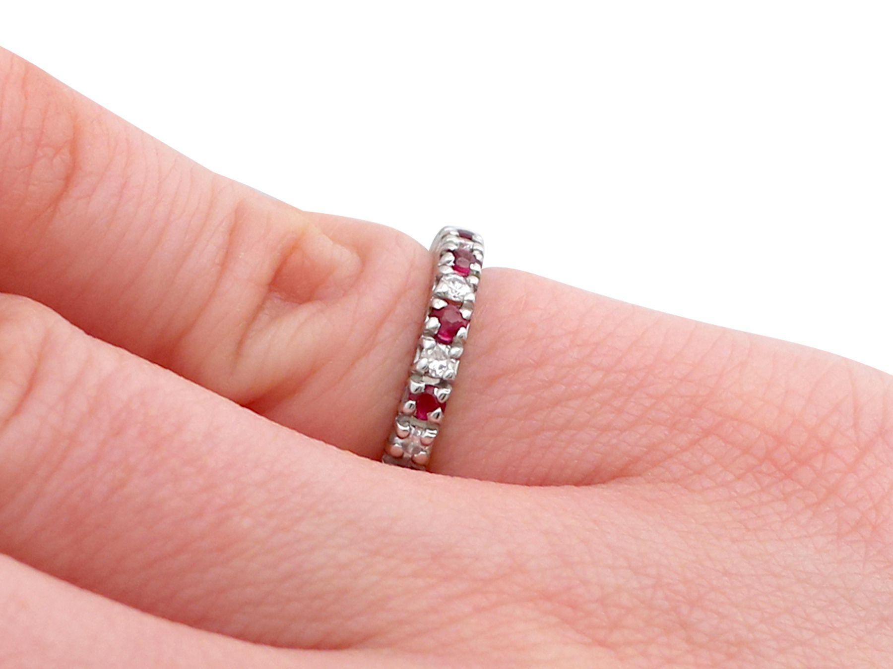 Women's Vintage 1970s Ruby Diamond and White Gold Eternity Ring For Sale