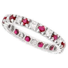 Vintage 1970s Ruby Diamond and White Gold Eternity Ring