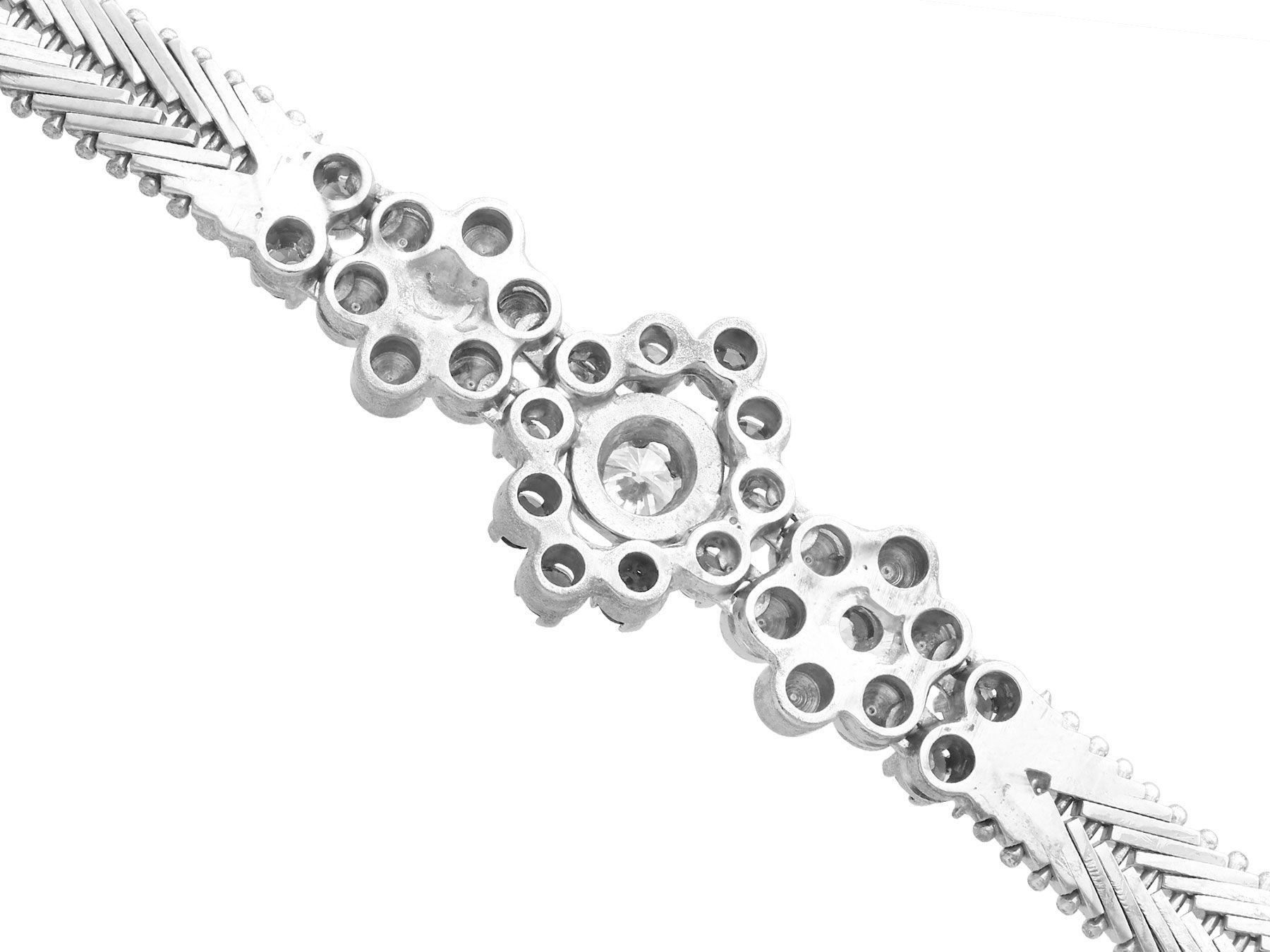 Vintage 1970s Sapphire and Diamond White Gold Bracelet 1