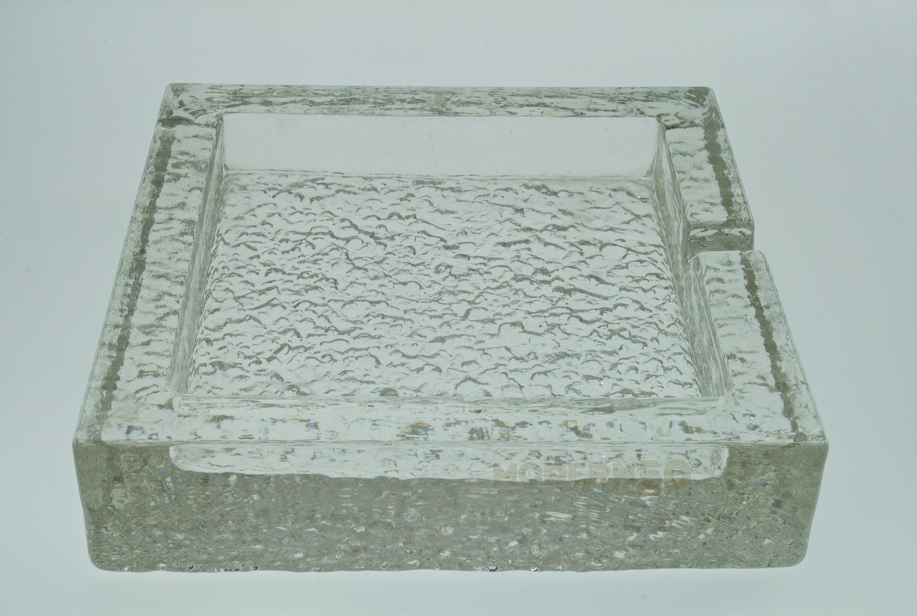 vintage square glass ashtray