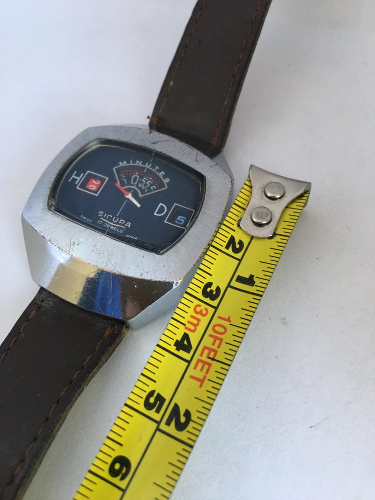 Vintage 1970s Sicura Mechanical Jump Hour 'Digital' Watch at 1stDibs