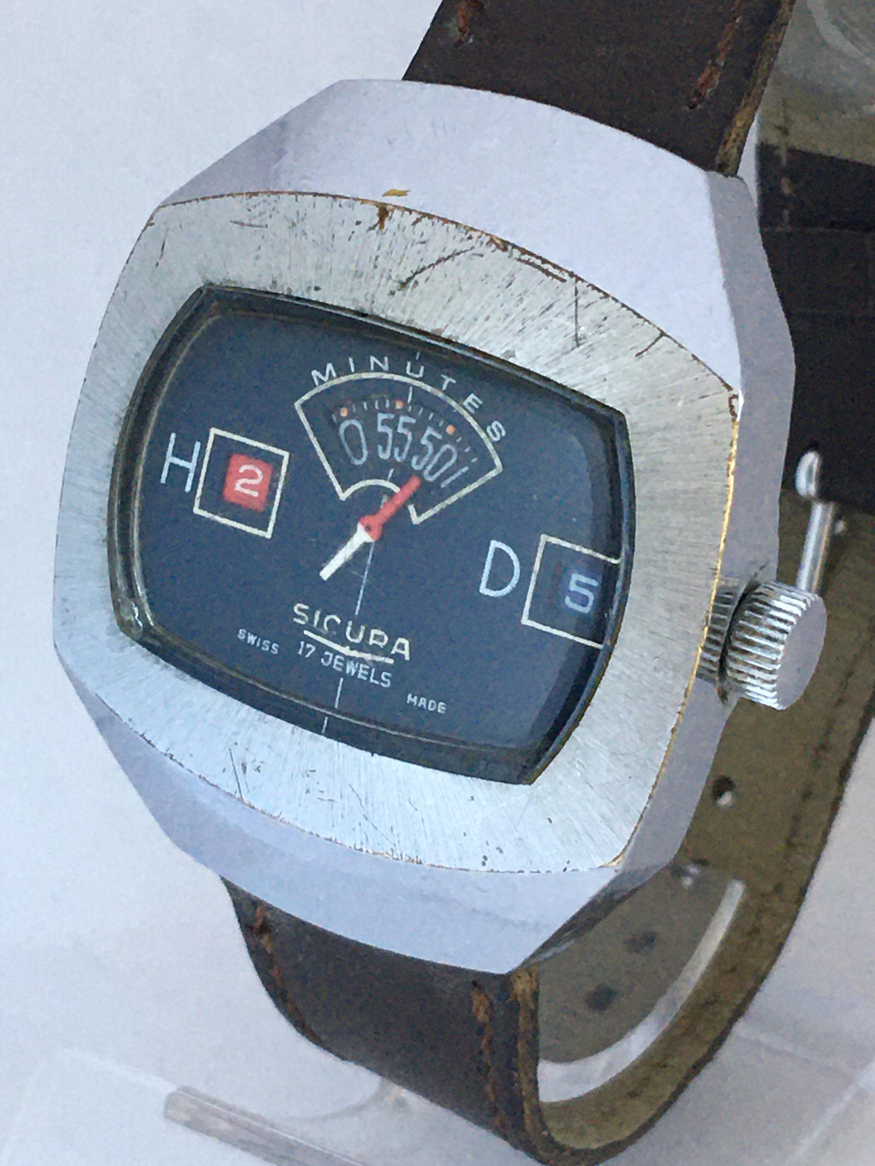 Vintage 1970s Sicura Mechanical Jump Hour 'Digital' Watch 4