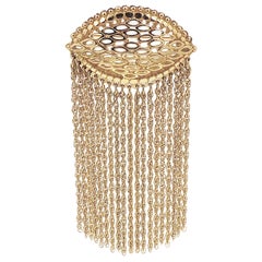 Retro 1970s Signed Monet Goldtone Fringe Brooch
