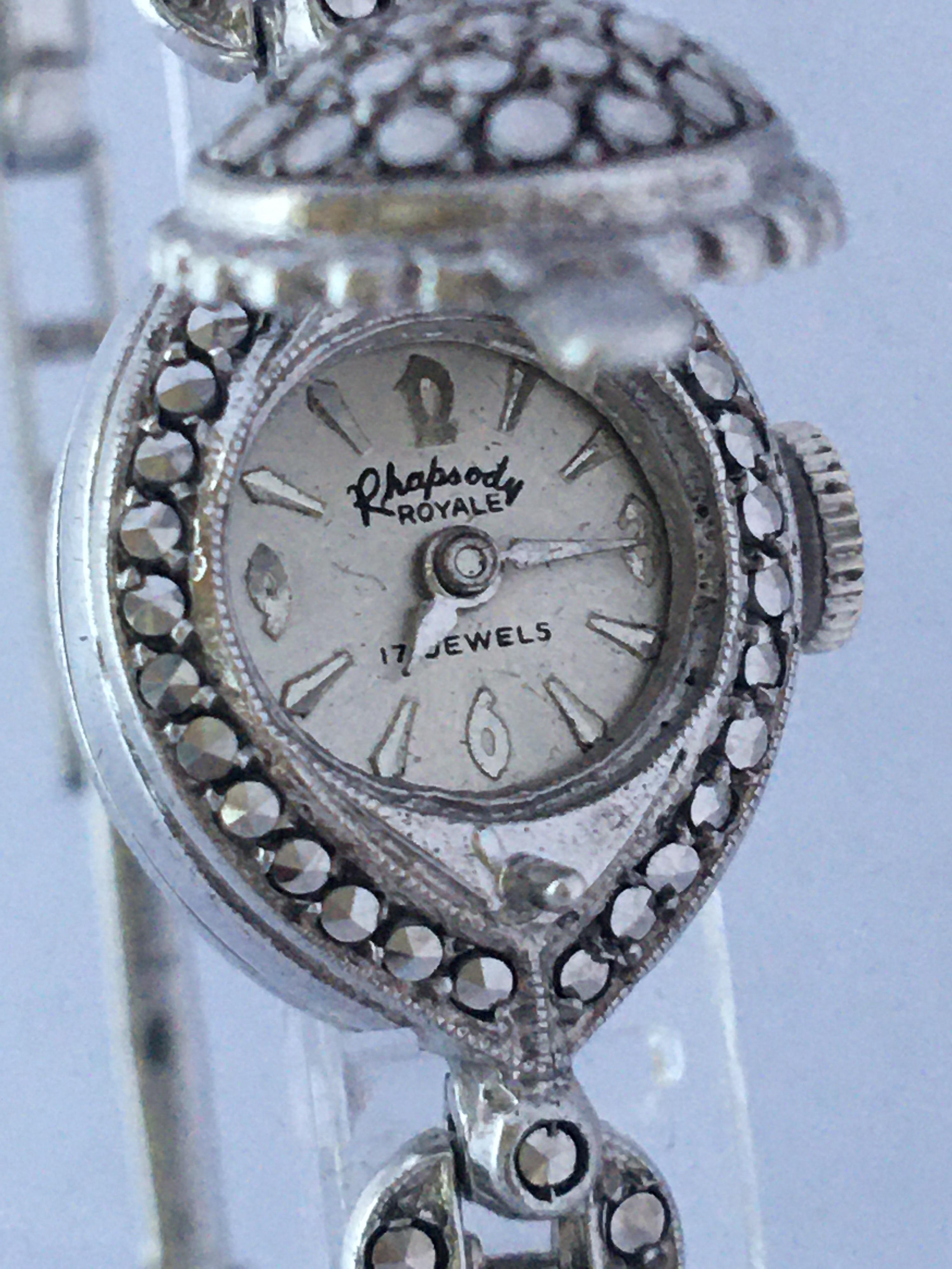 Vintage 1970s Silver Marcaseed Mechanical Ladies Bracelet Watch For Sale 10