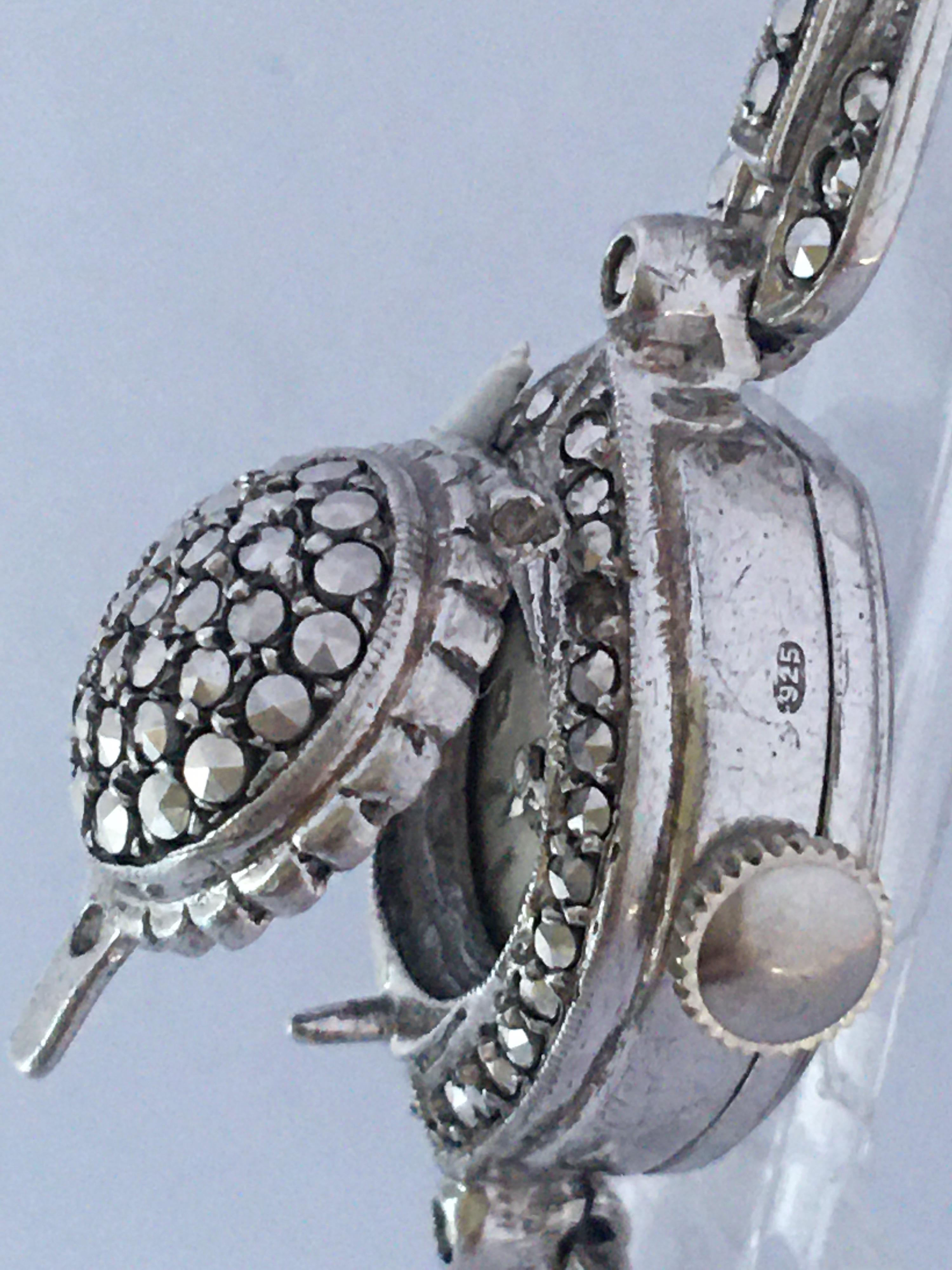 Vintage 1970s Silver Marcaseed Mechanical Ladies Bracelet Watch For Sale 11
