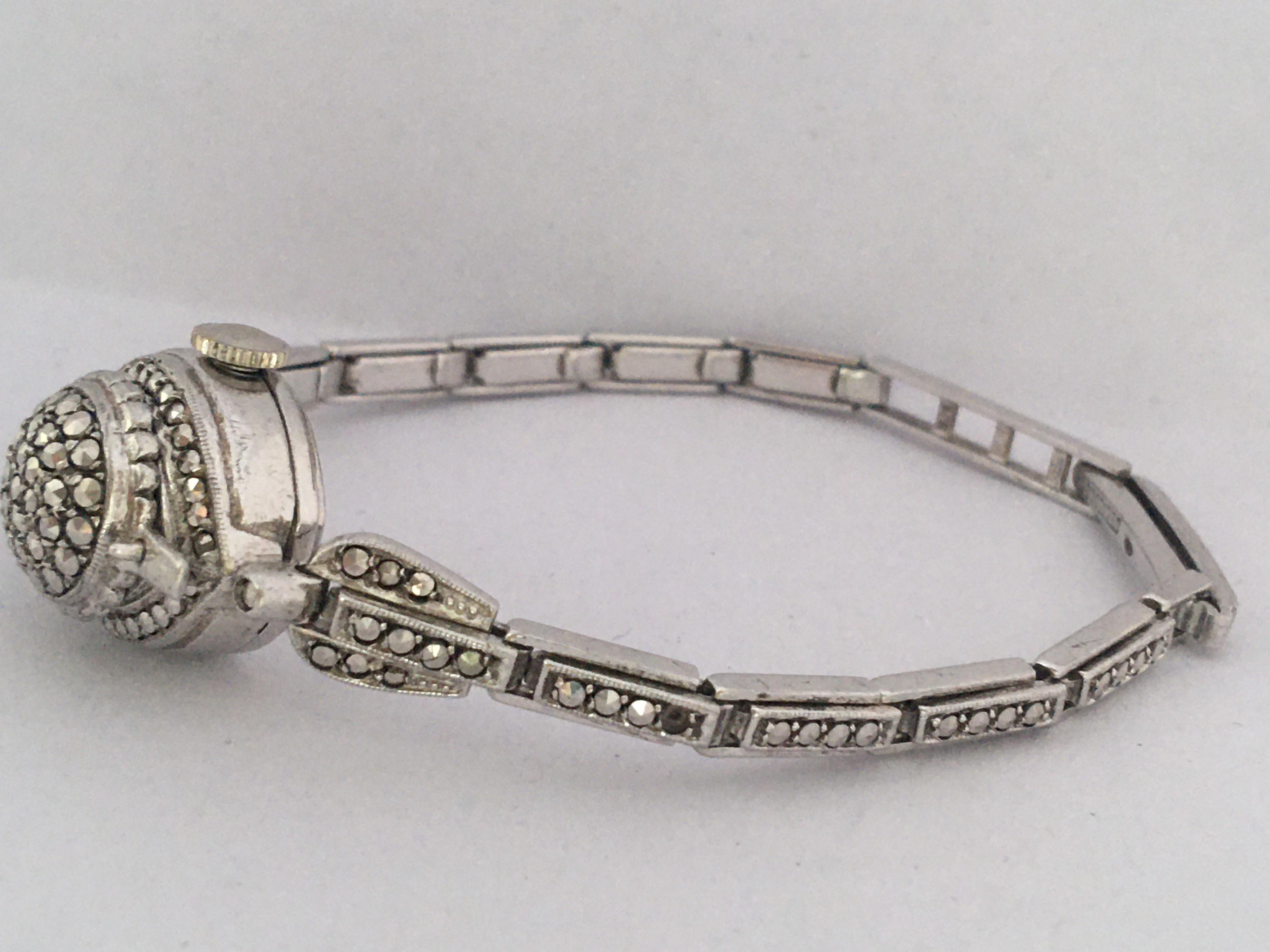 Vintage 1970s Silver Marcaseed Mechanical Ladies Bracelet Watch For Sale 14