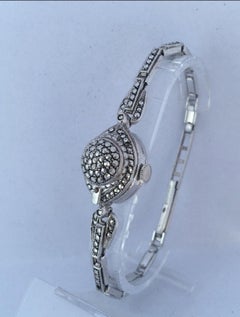 Vintage 1970s Silver Marcaseed Mechanical Ladies Bracelet Watch