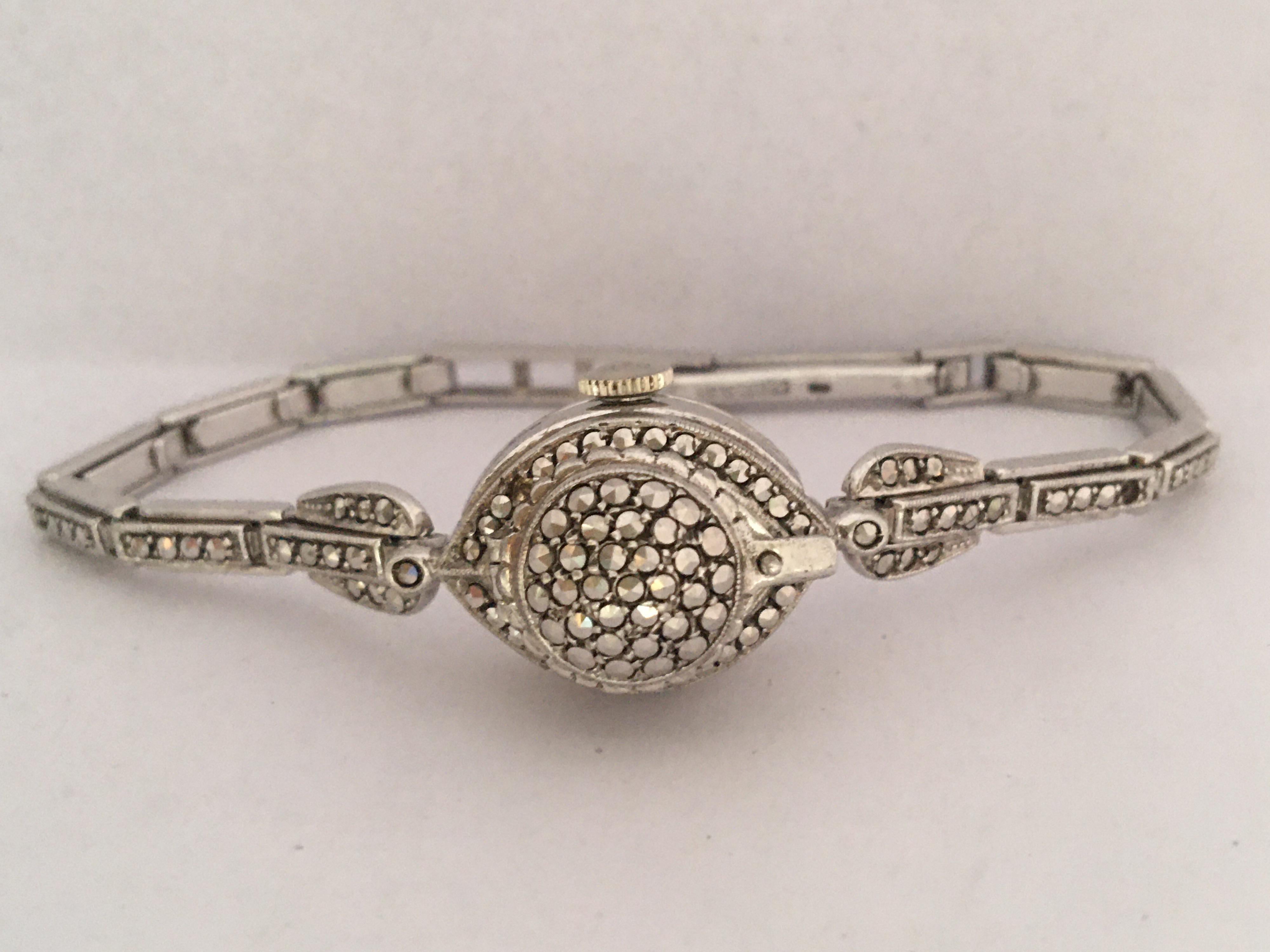 Vintage 1970s Silver Marcaseed Mechanical Ladies Bracelet Watch For Sale 15
