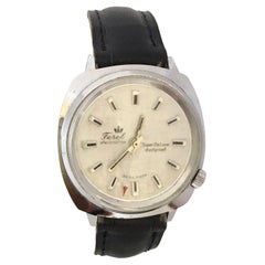 Vintage 1970s Silver Plated and Stainless Steel Back Swiss Mechanical Watch