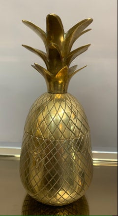 Vintage 1970s Small Solid Brass Hollywood Regency Pineapple Trinket Box