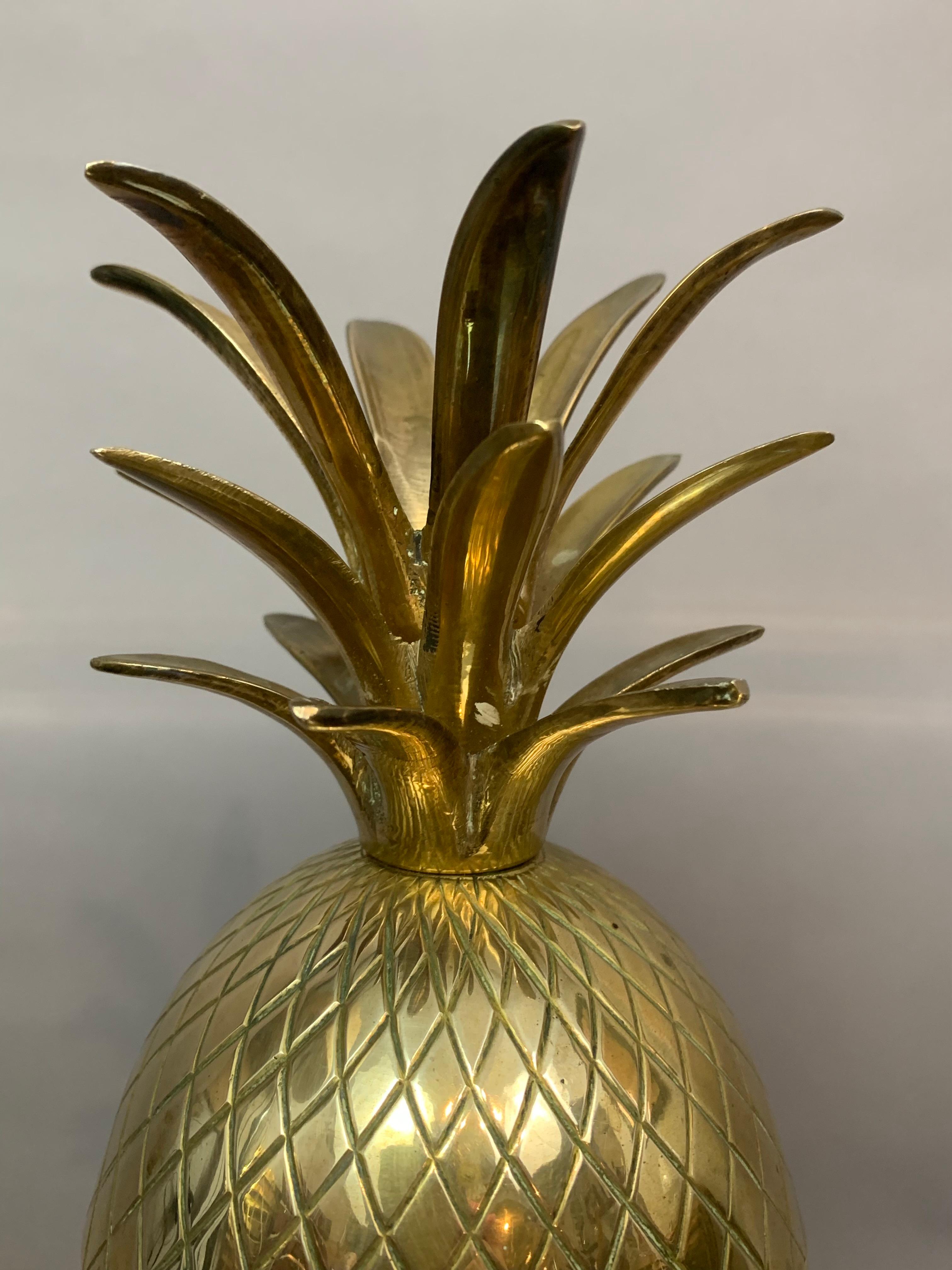 Vintage 1970s Solid Brass Hollywood Regency Pineapple Ice Bucket Container 5