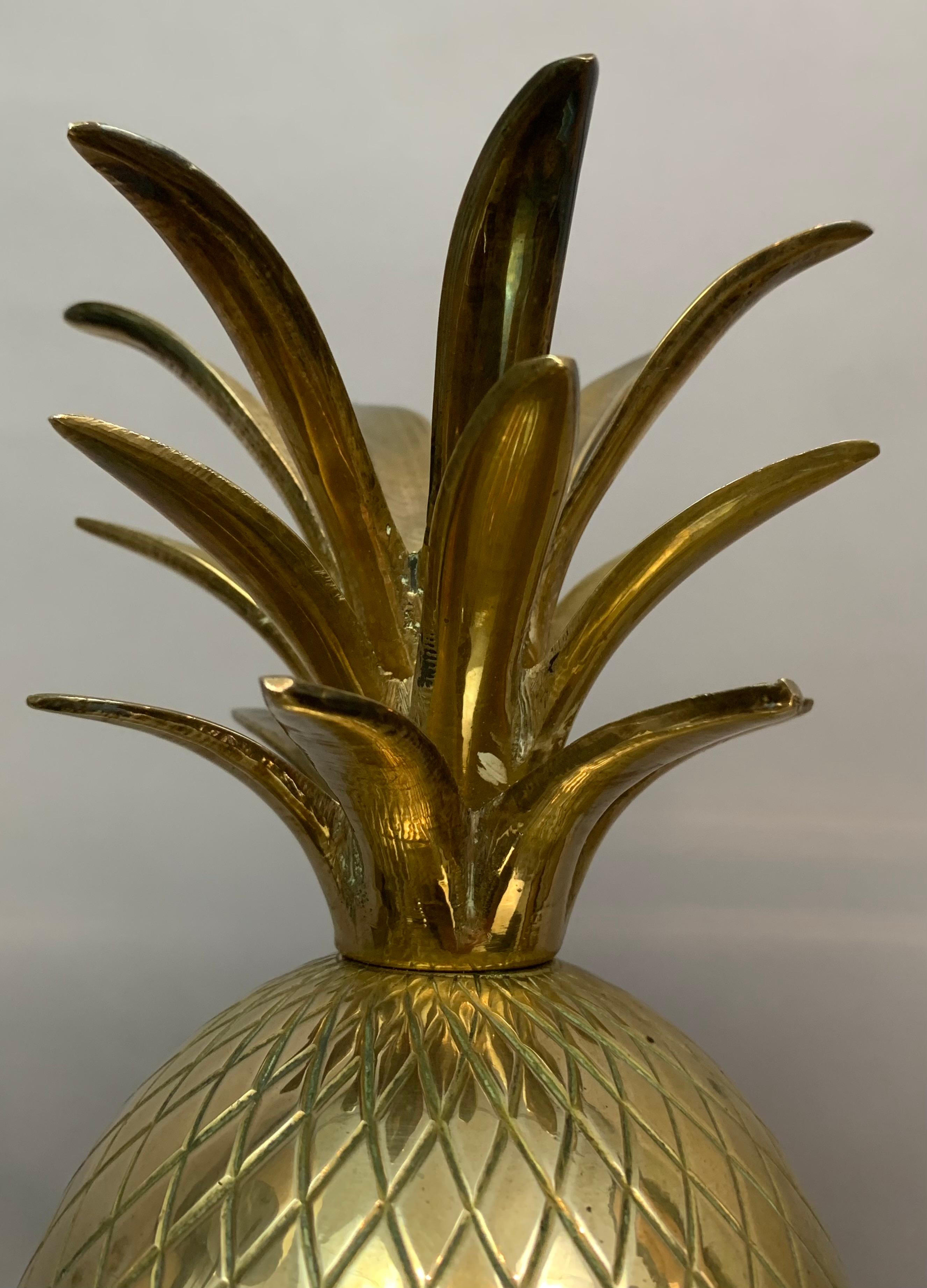 Vintage 1970s Solid Brass Hollywood Regency Pineapple Ice Bucket Container 6