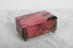 Boîte à bijoux vintage des années 1970, d'origine soviétique (URSS), en rhodonite et jadéite