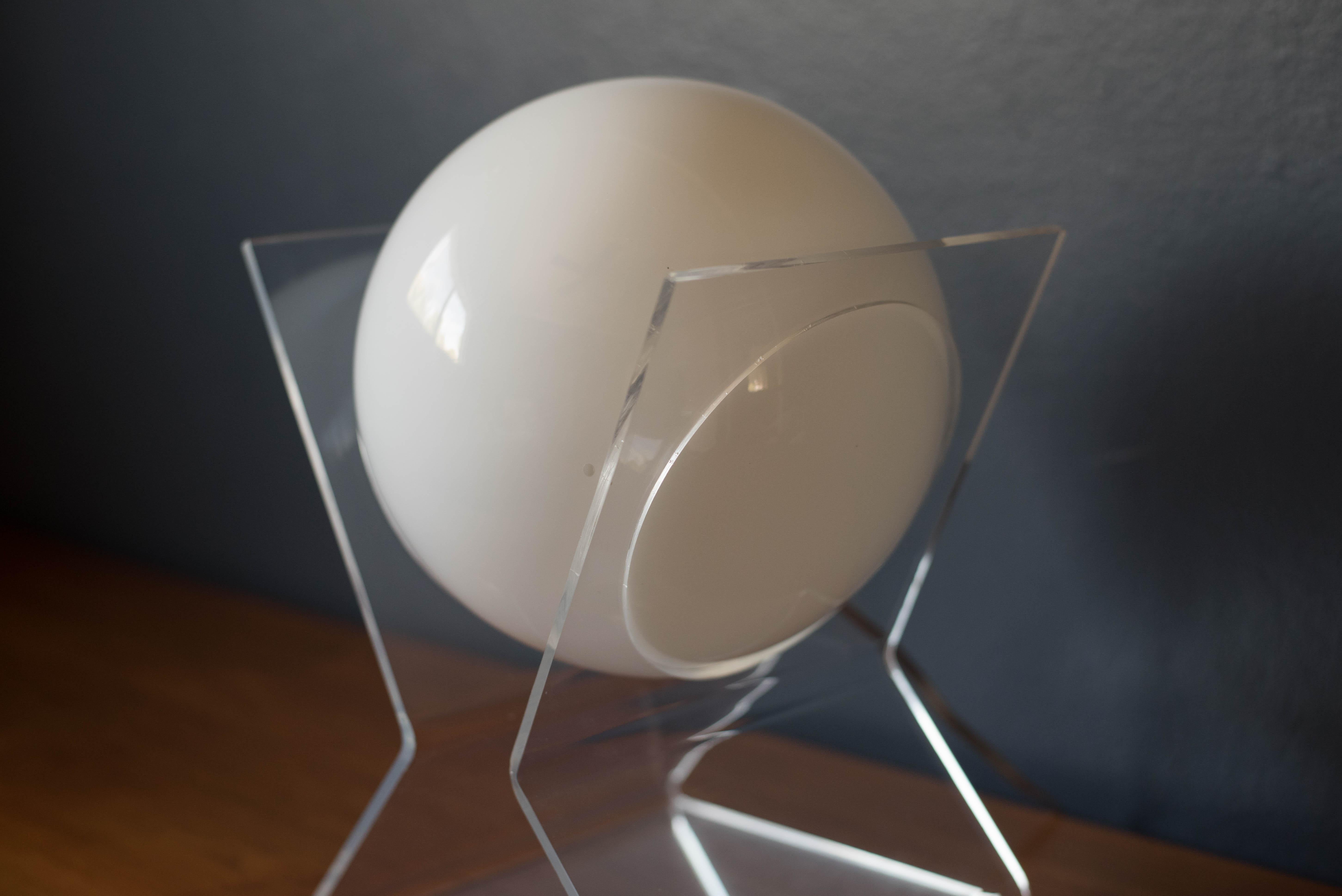 Late 20th Century Vintage 1970s Space Age Lucite Moon Globe Table Lamp