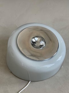Vintage 1970s Space Age, White and Chrome UFO Eyeball Desk Light