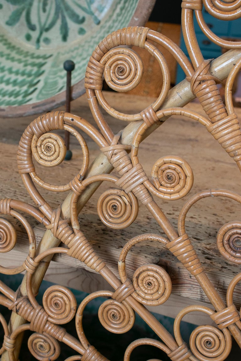 Vintage 1970s Spanish Hand Woven Wicker Bed Head For Sale at 1stDibs