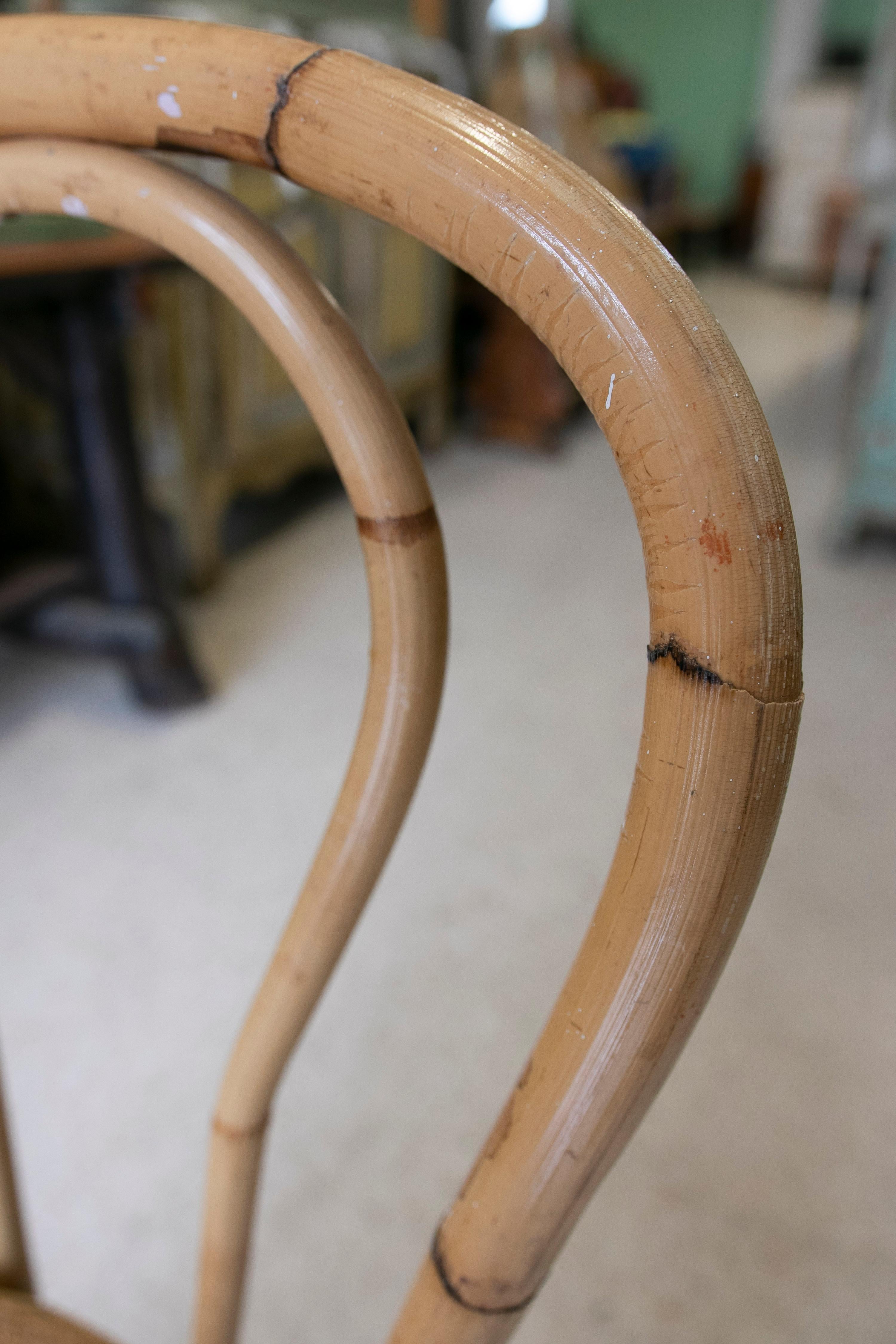 Spanischer gewebter Stuhl aus Korbweide und Bambus aus den 1970er Jahren im Angebot 10