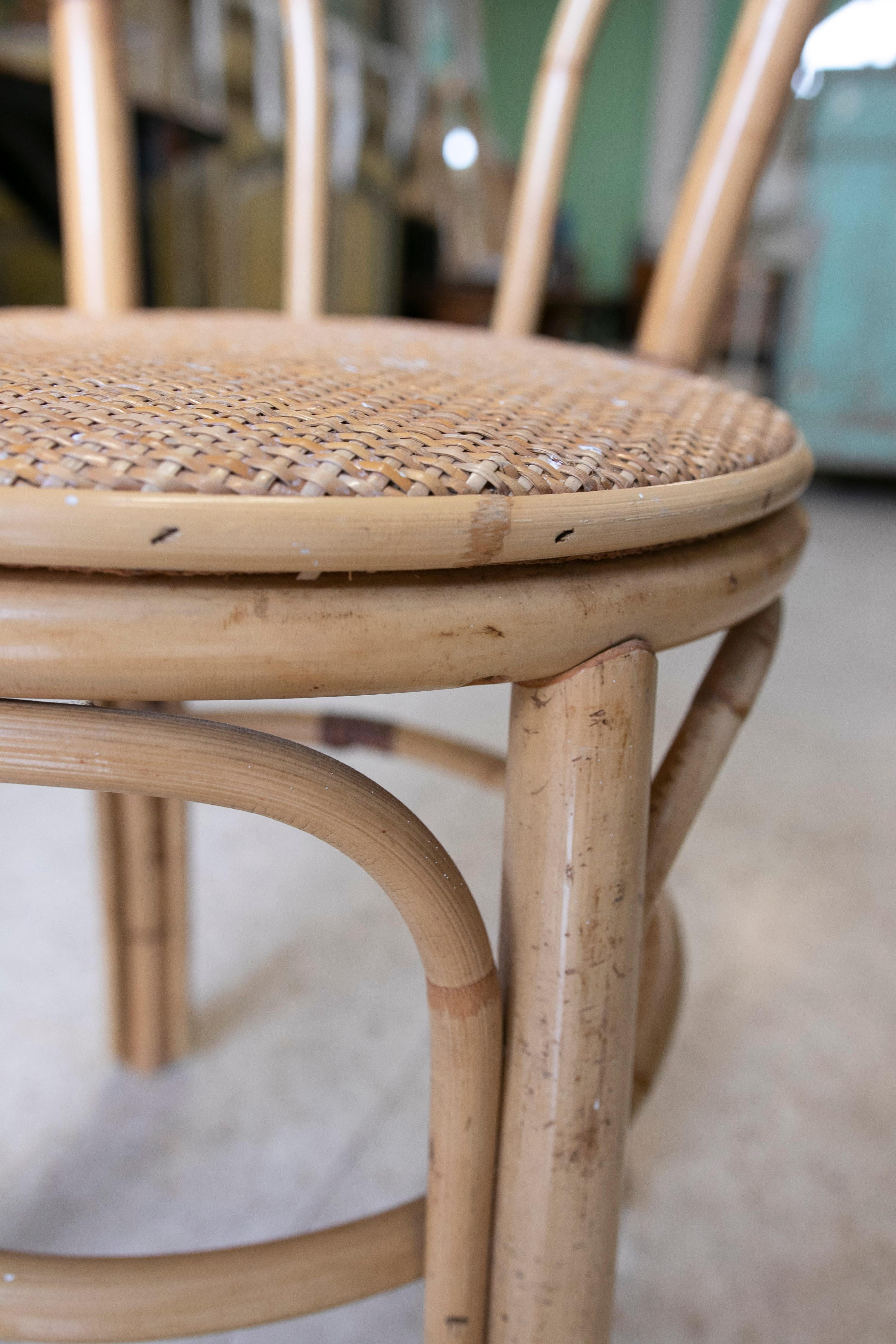 Spanischer gewebter Stuhl aus Korbweide und Bambus aus den 1970er Jahren im Angebot 11