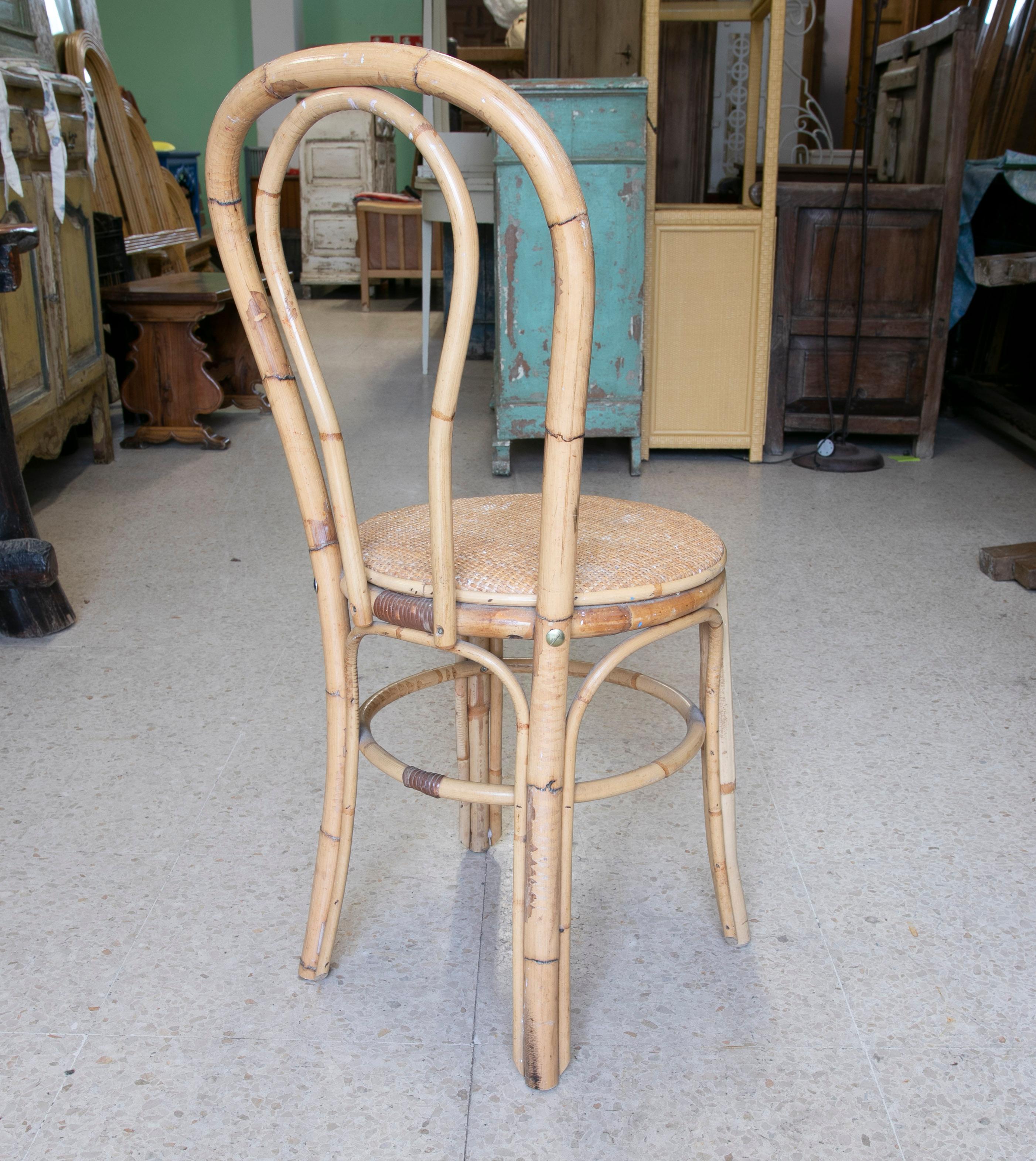 Spanischer gewebter Stuhl aus Korbweide und Bambus aus den 1970er Jahren im Angebot 3