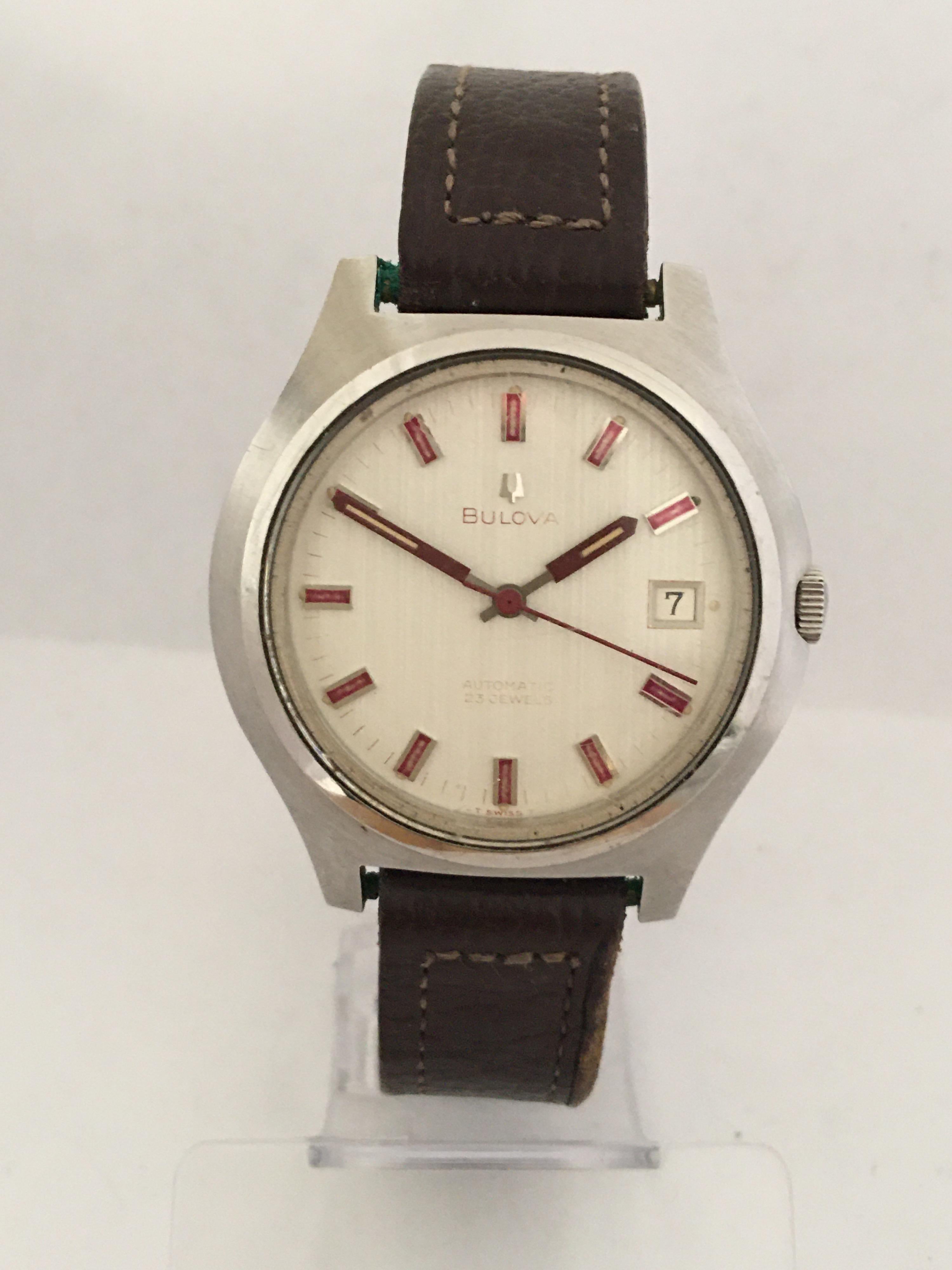 Vintage 1970s Stainless Steel Automatic Bulova Watch For Sale 3