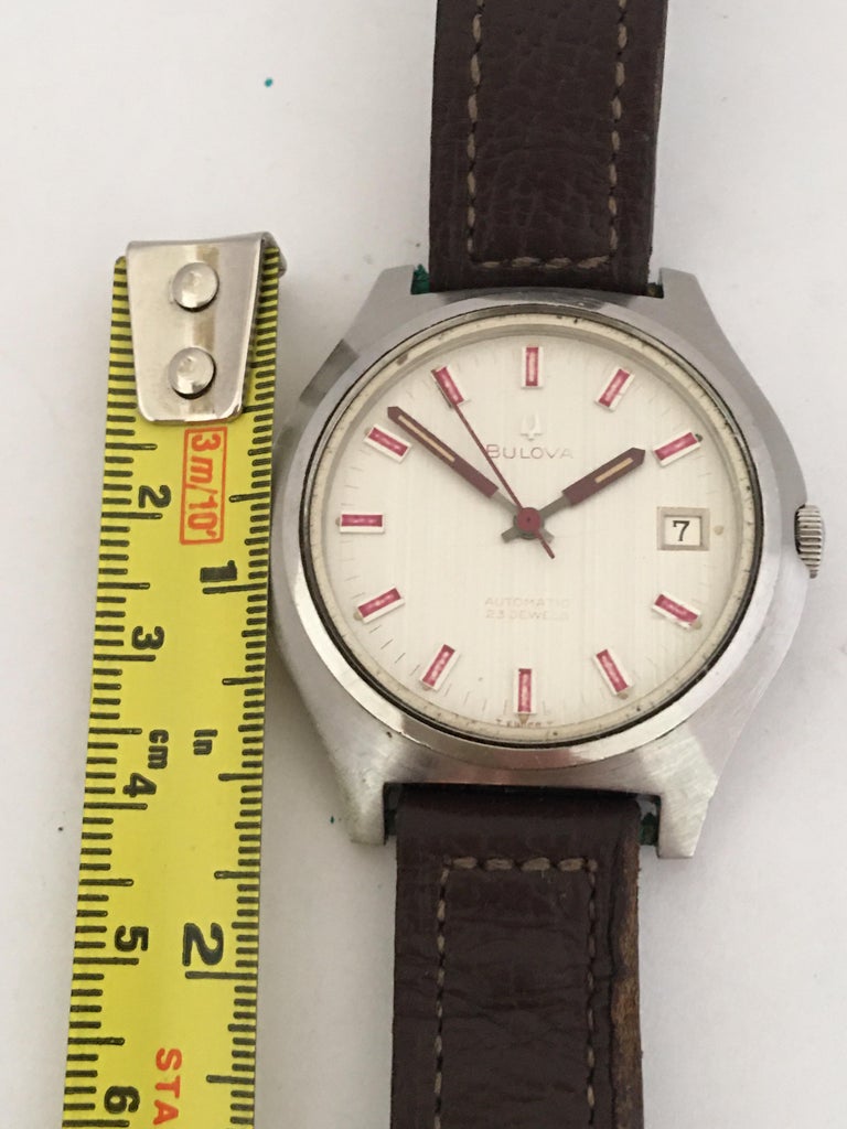 Vintage 1970s Stainless Steel Automatic Bulova Watch For Sale at 1stDibs