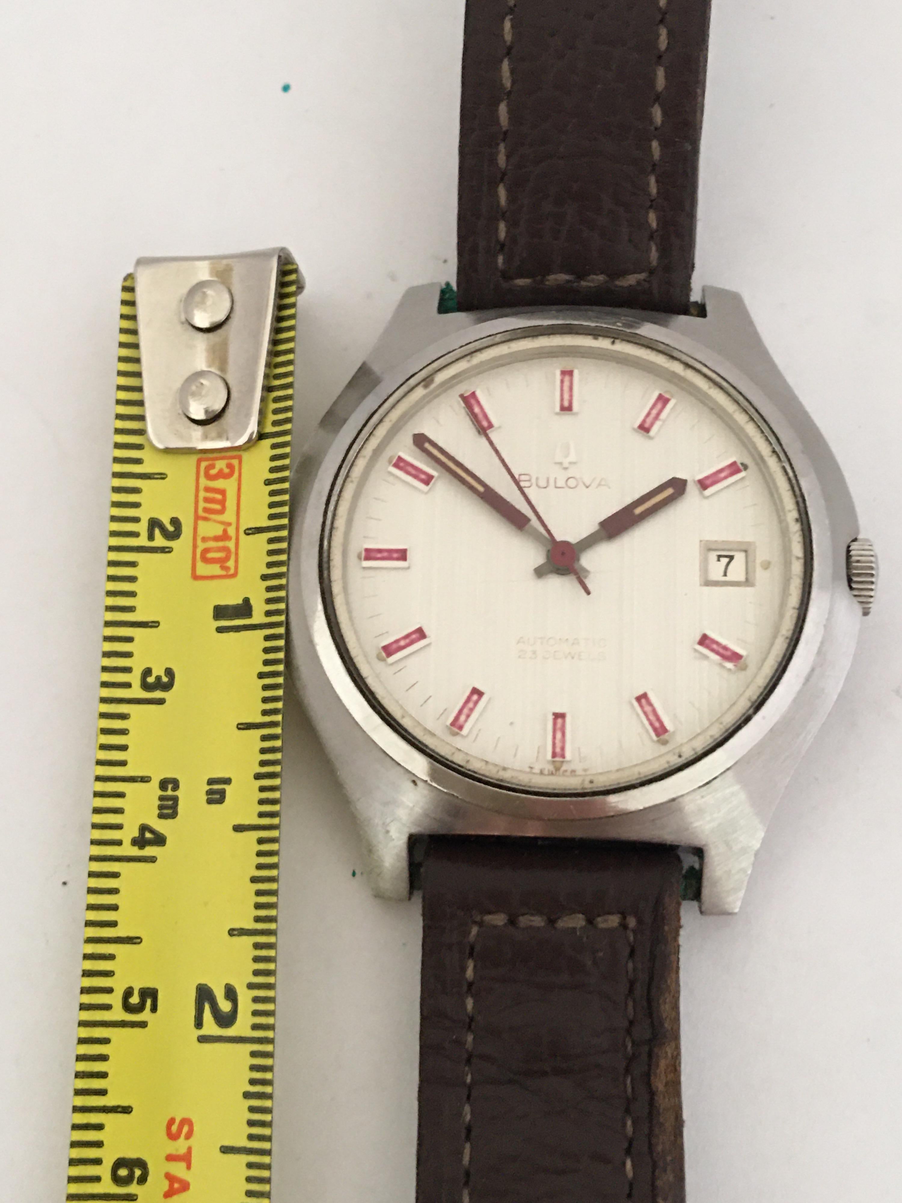 Women's or Men's Vintage 1970s Stainless Steel Automatic Bulova Watch For Sale