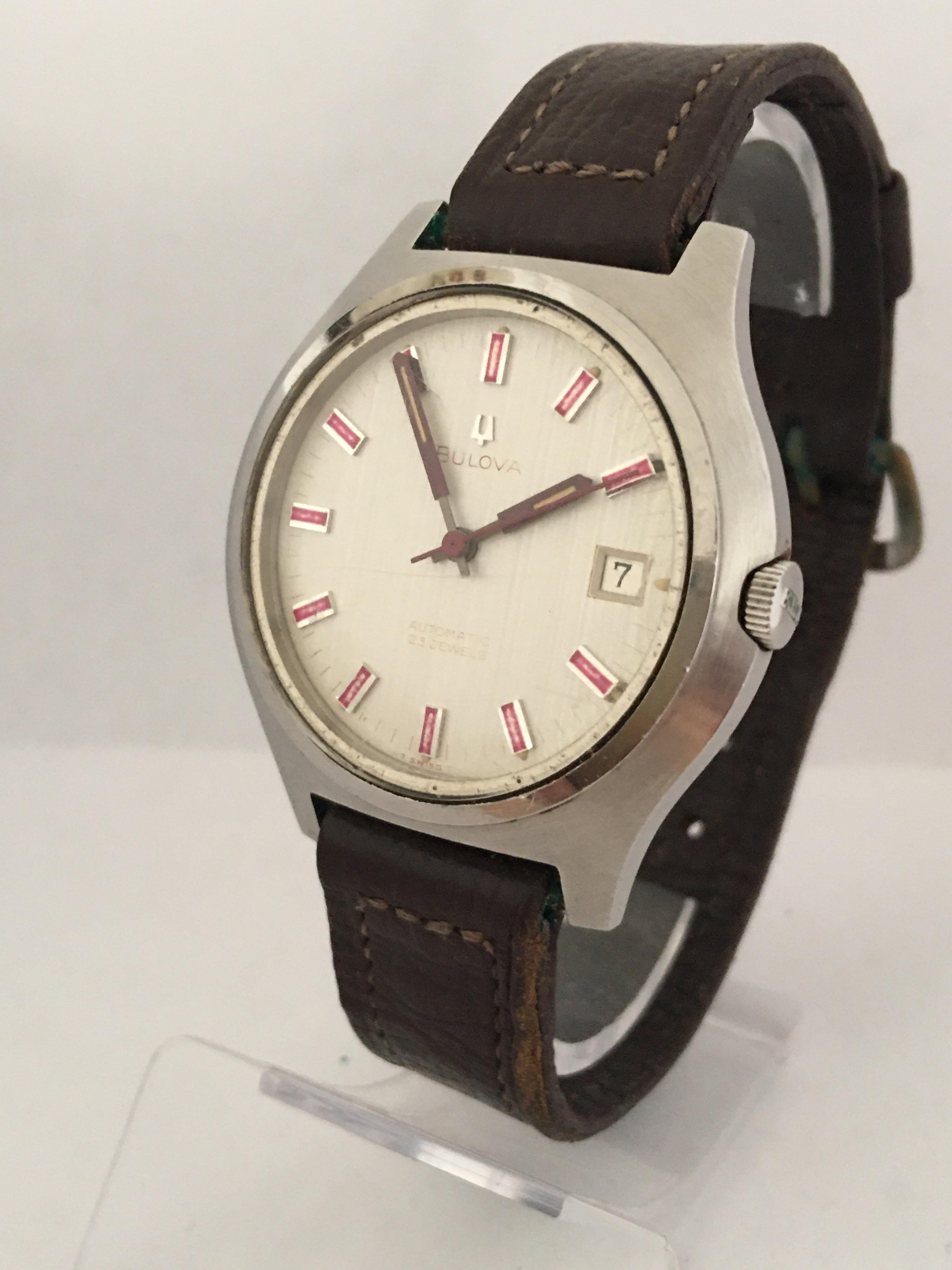 Vintage 1970s Stainless Steel Automatic Bulova Watch For Sale 4