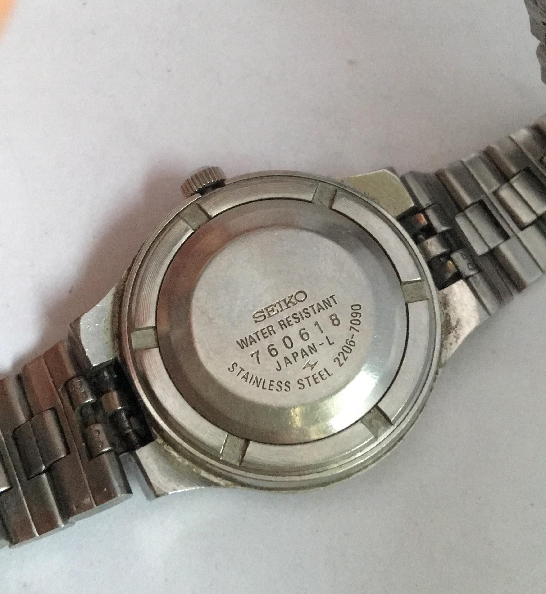 Montre automatique Seiko vintage à cadran bleu en acier inoxydable pour femmes, années 1970 en vente 9