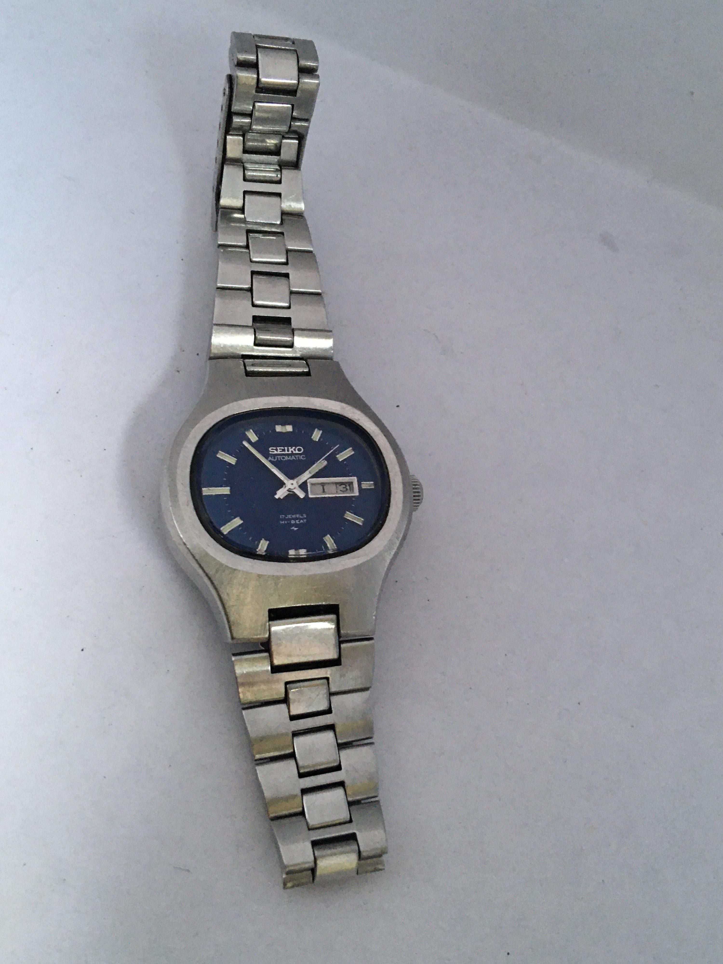 vintage blue face seiko watch