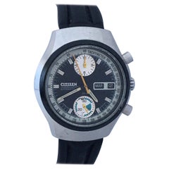 Vintage 1970s Stainless Steel Citizen Chronograph 8110 Automatic Watch