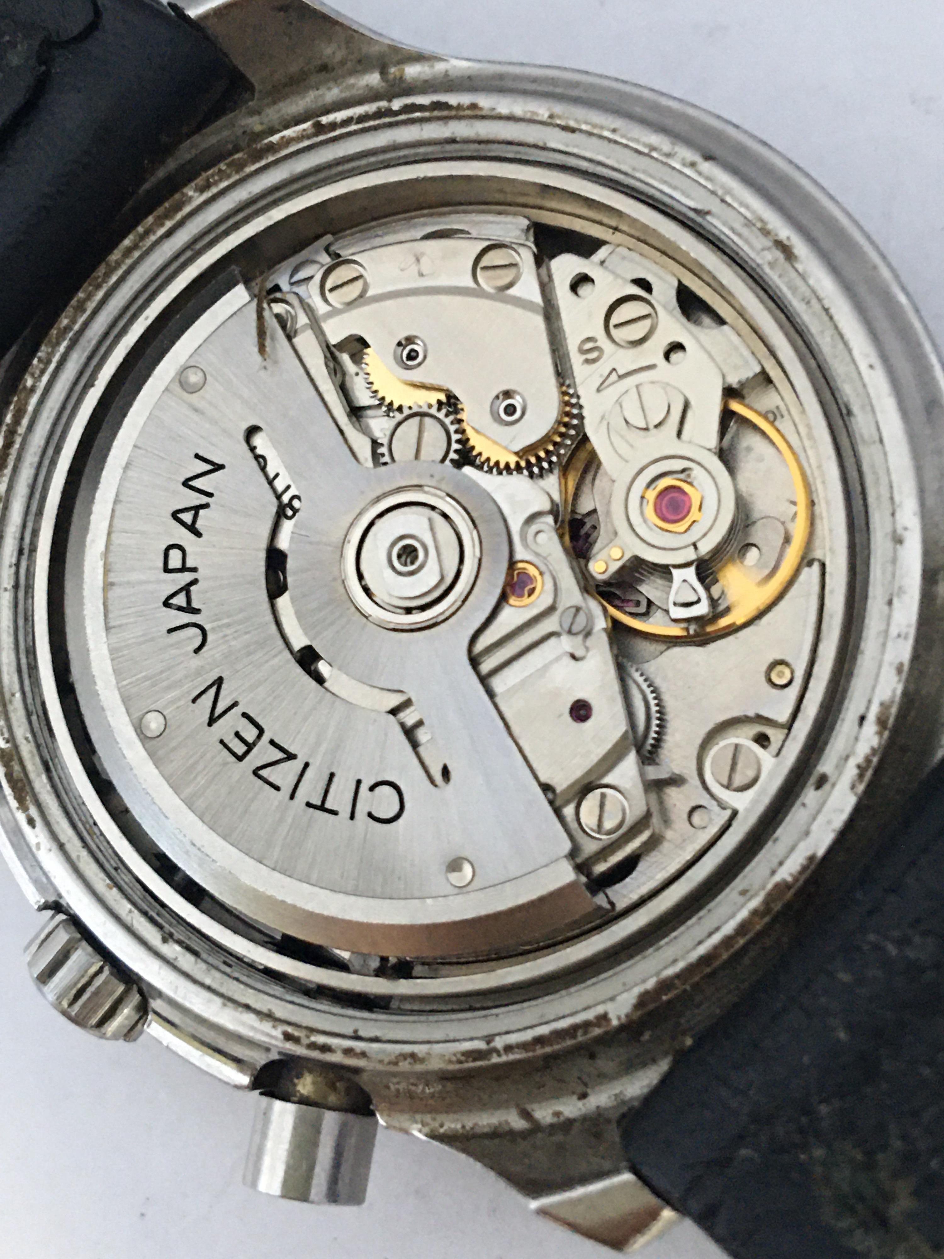 Montre chronographe automatique vintage Citizen en acier inoxydable 8110, années 1970 en vente 3