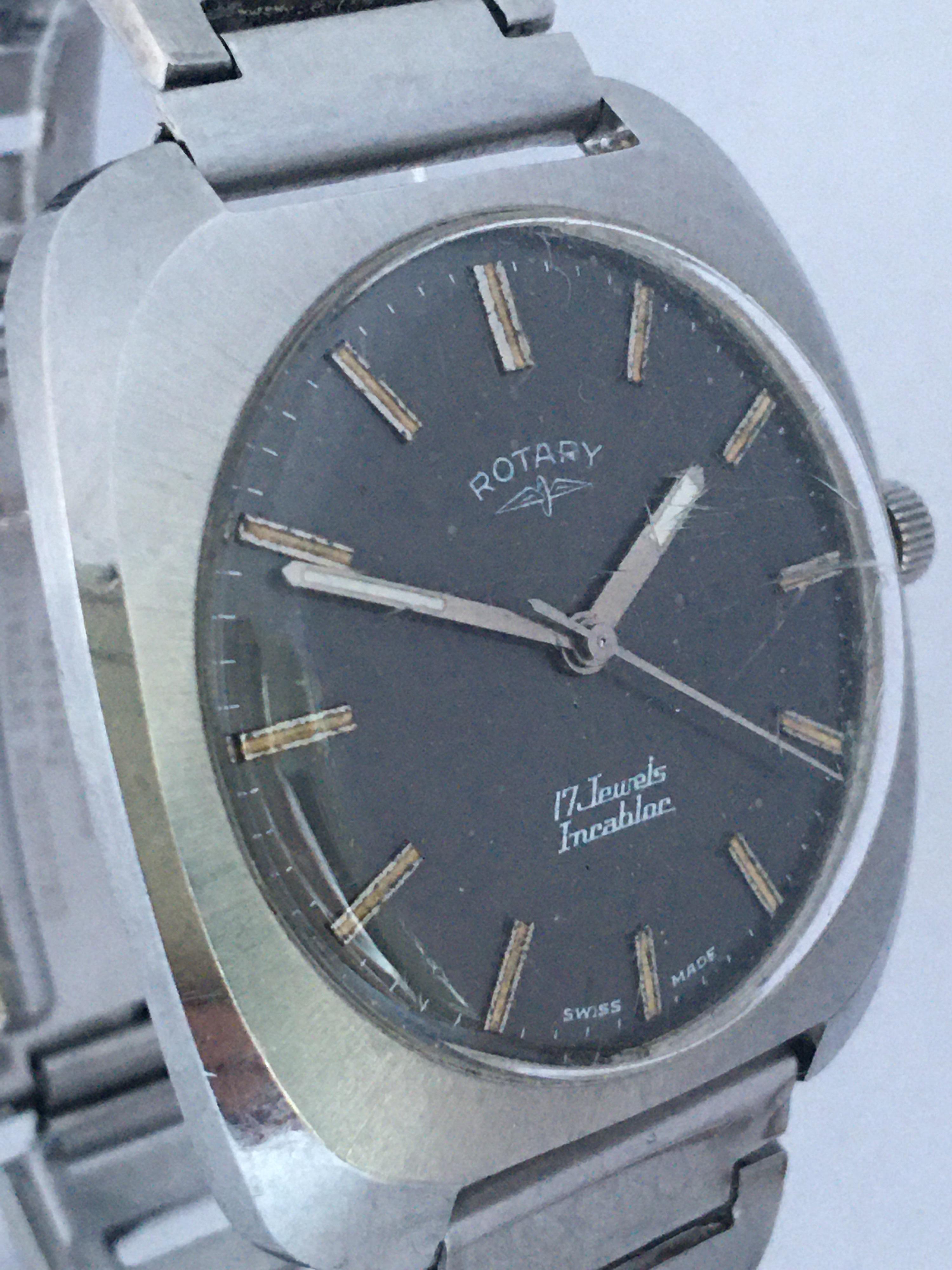 This beautiful pre-owned manual winding Swiss Watch is in good Working condition and it is ticking well. Visible signs of ageing and wear with scratches on the glass and on the watch case.

Please study the images carefully as form part of the