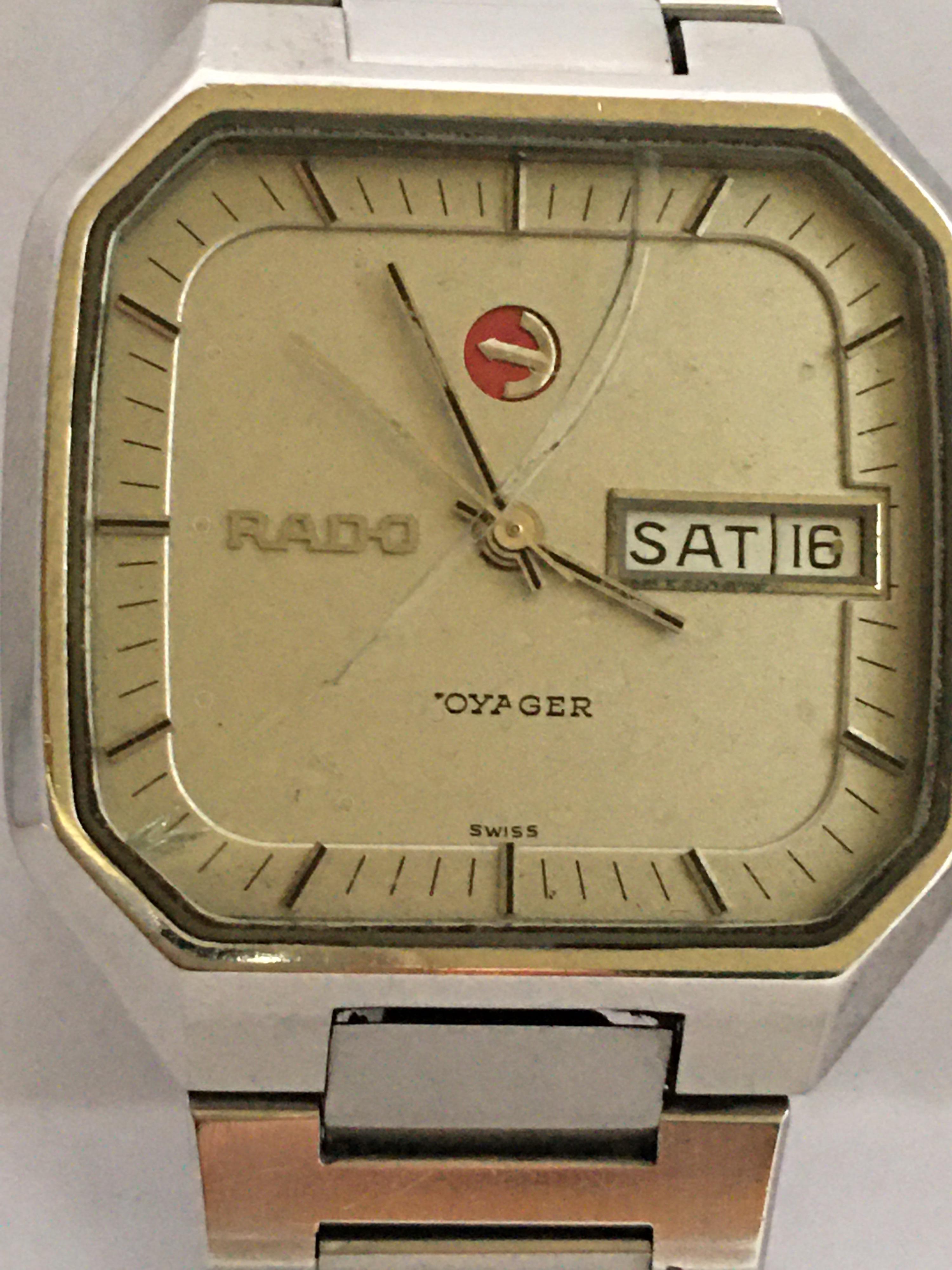 Vintage 1970s Stainless Steel RADO Voyager Automatic Watch 5