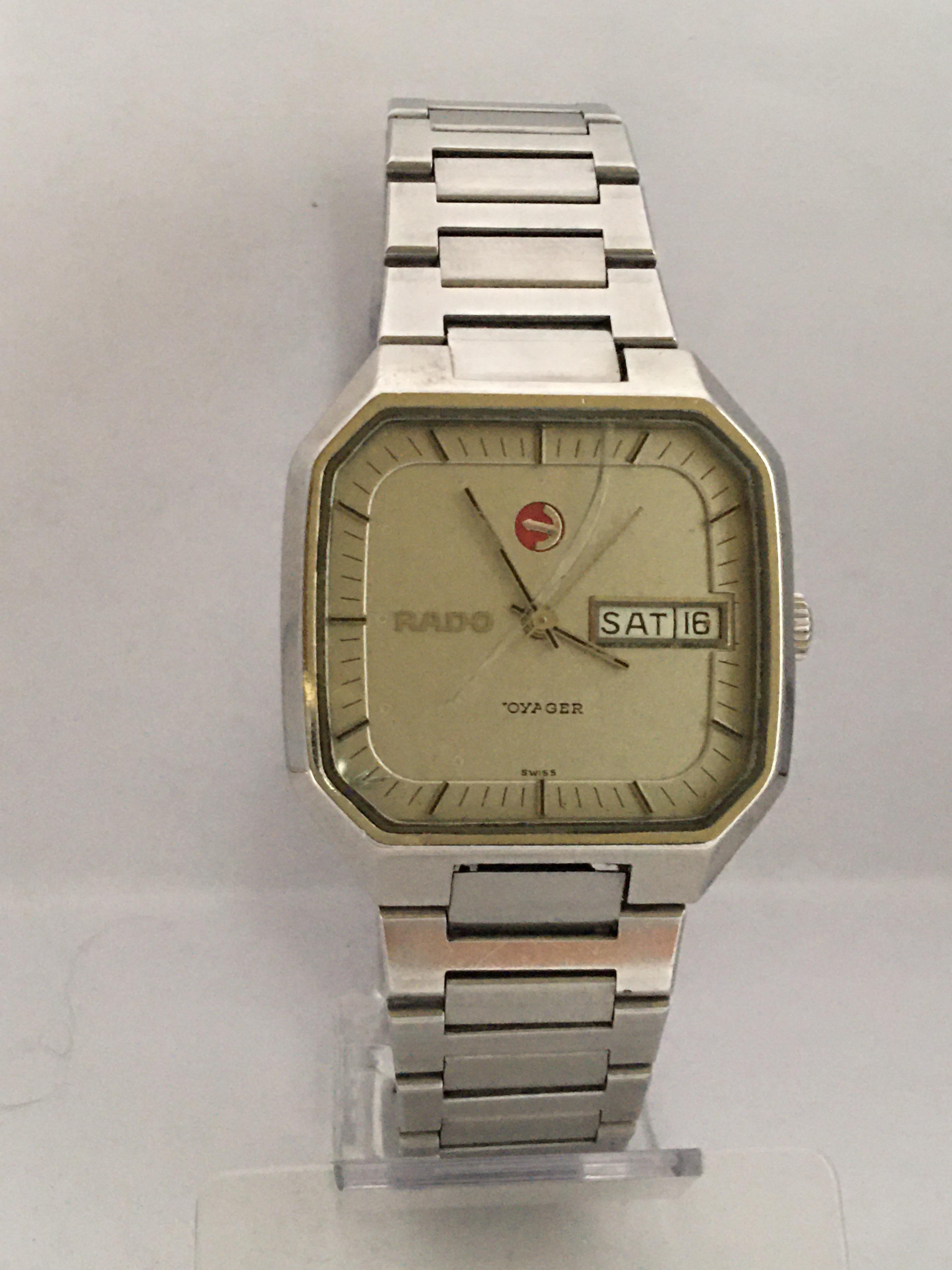 Vintage 1970s Stainless Steel RADO Voyager Automatic Watch 6